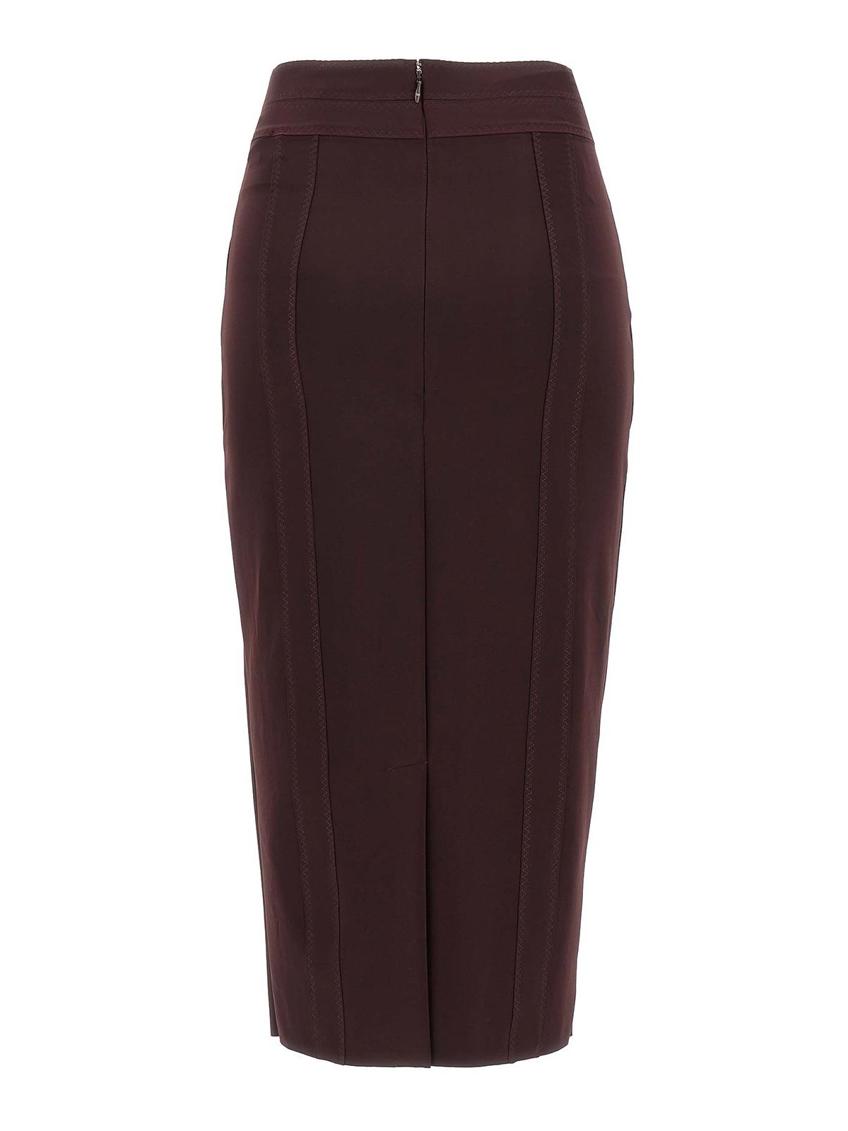 Elisabetta Franchi Skirt In Bi-elastic Fabric With Jewel Logo In Brown
