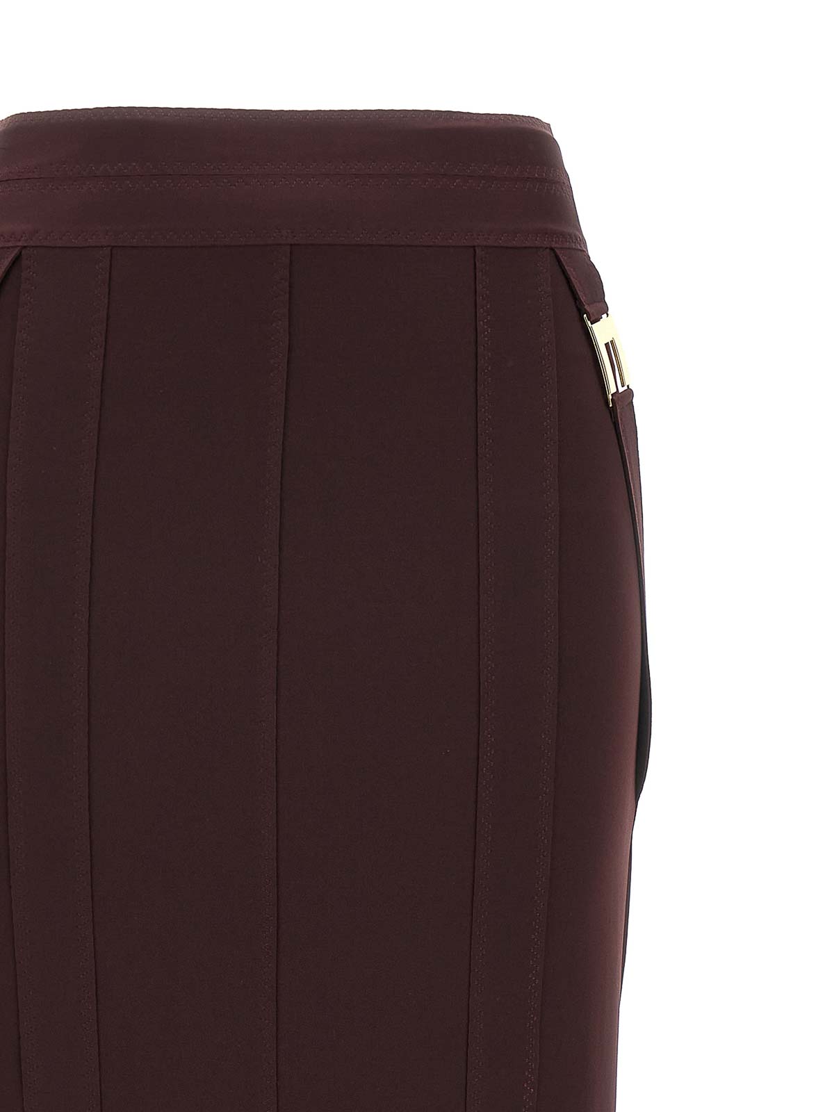 Elisabetta Franchi Skirt In Bi-elastic Fabric With Jewel Logo In Brown