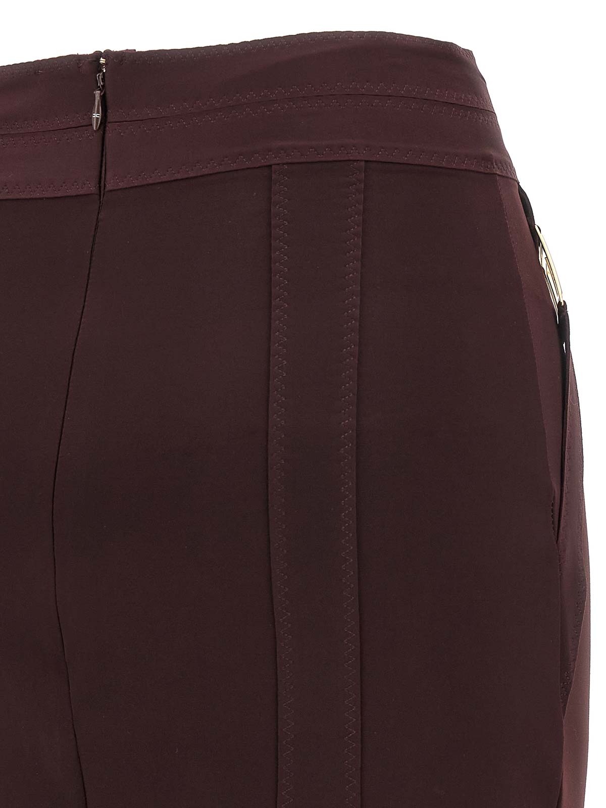 Elisabetta Franchi Skirt In Bi-elastic Fabric With Jewel Logo In Brown