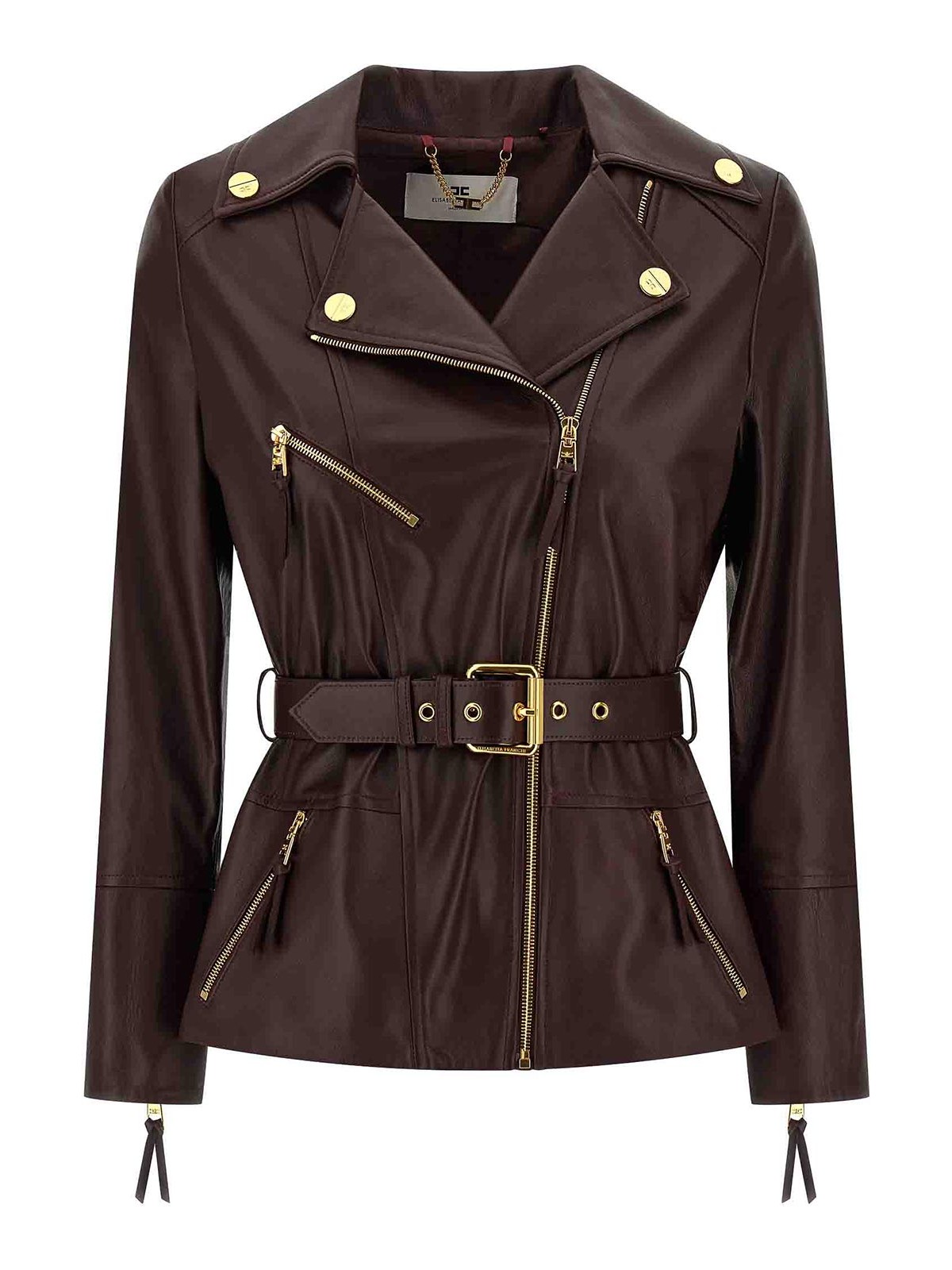 Elisabetta Franchi Leather Biker Jacket In Red