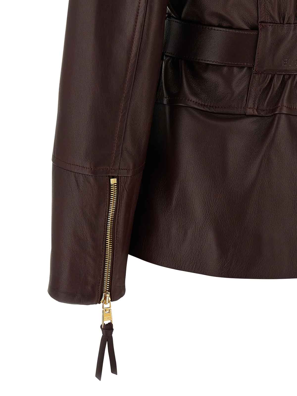 Elisabetta Franchi Leather Biker Jacket In Red