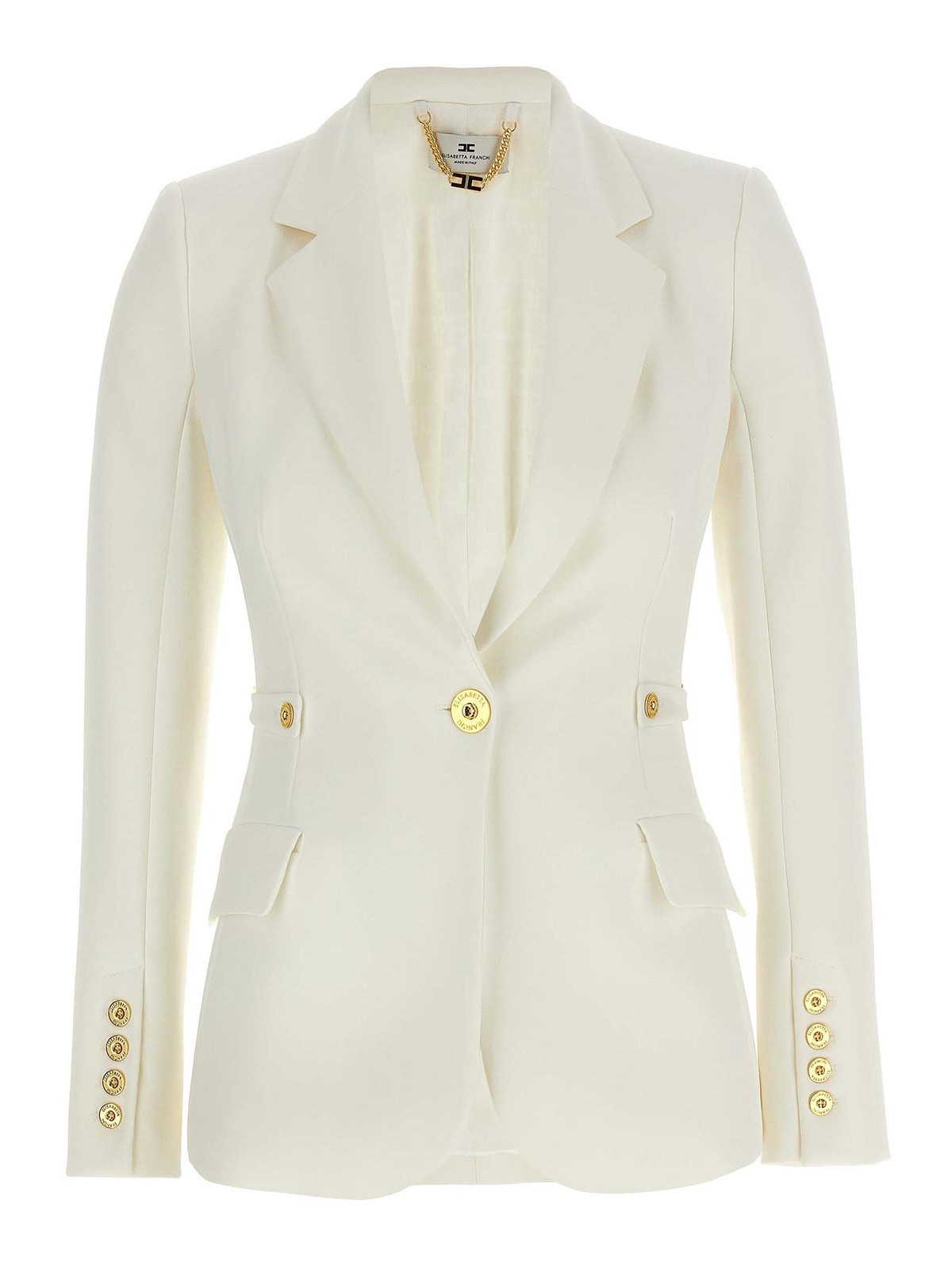 Elisabetta Franchi Jewel Strap Blazer In White