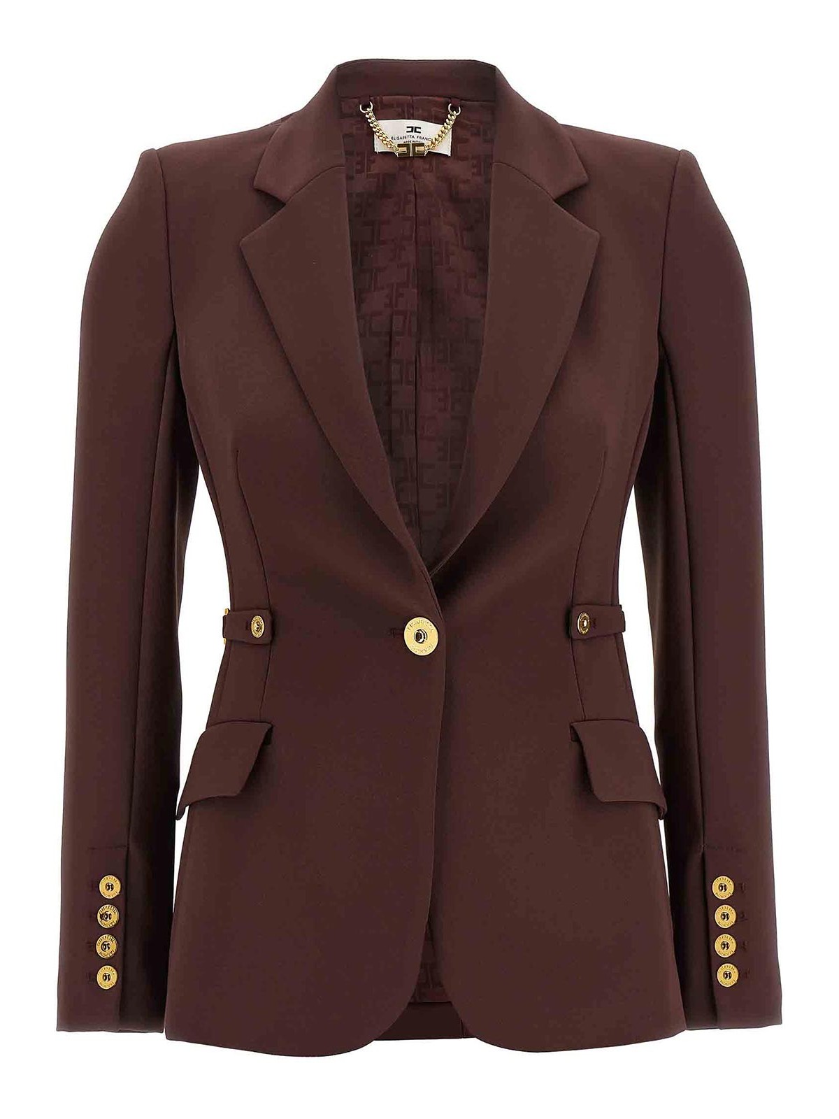 Elisabetta Franchi Jewel Strap Blazer In Purple