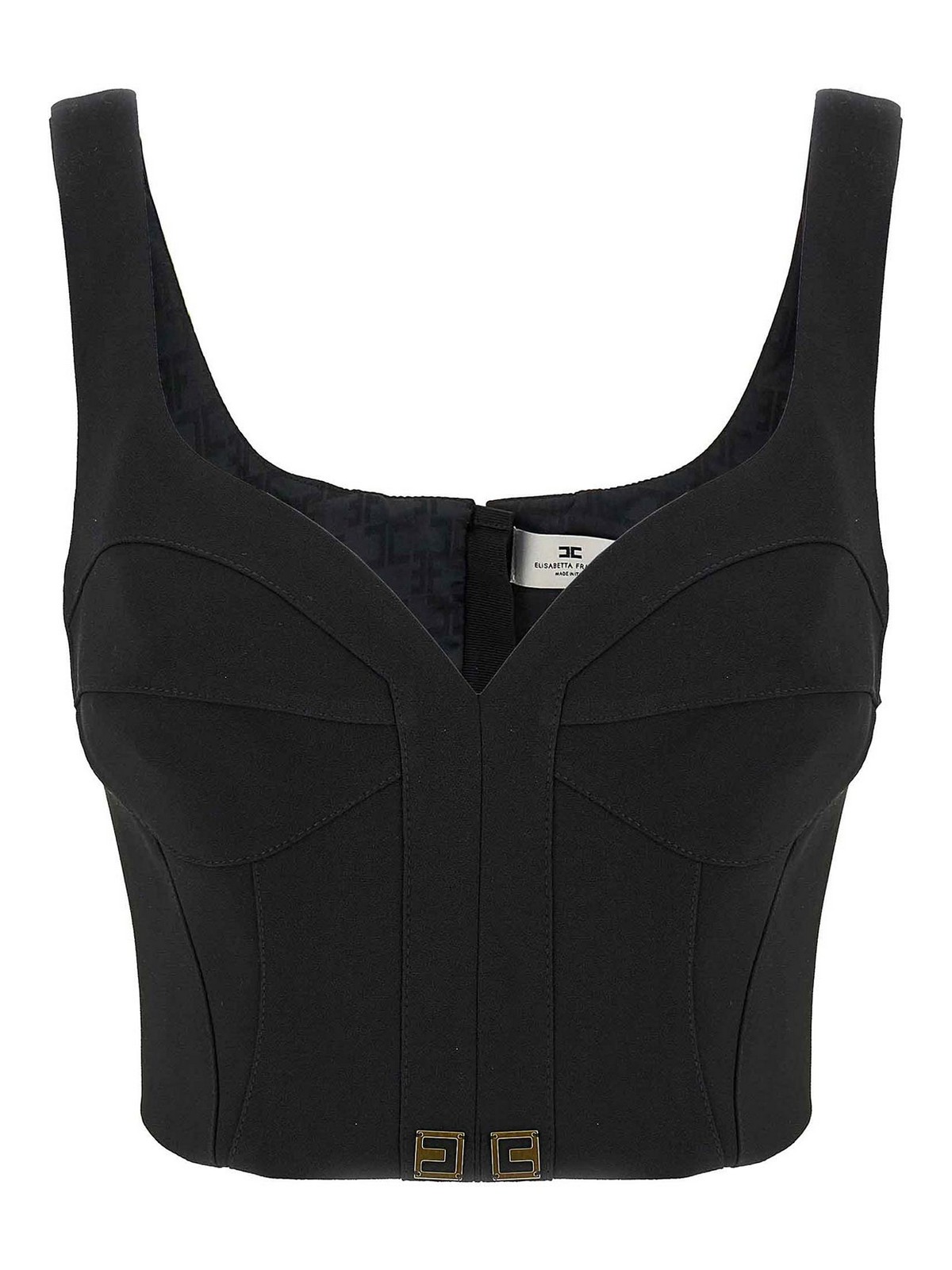ブラジャー ELISABETTA FRANCHI FW25 Heart neckline top (TO03956E2 110) Elisabetta Franchi Heart Neckline Top - Black | TO03956E2110