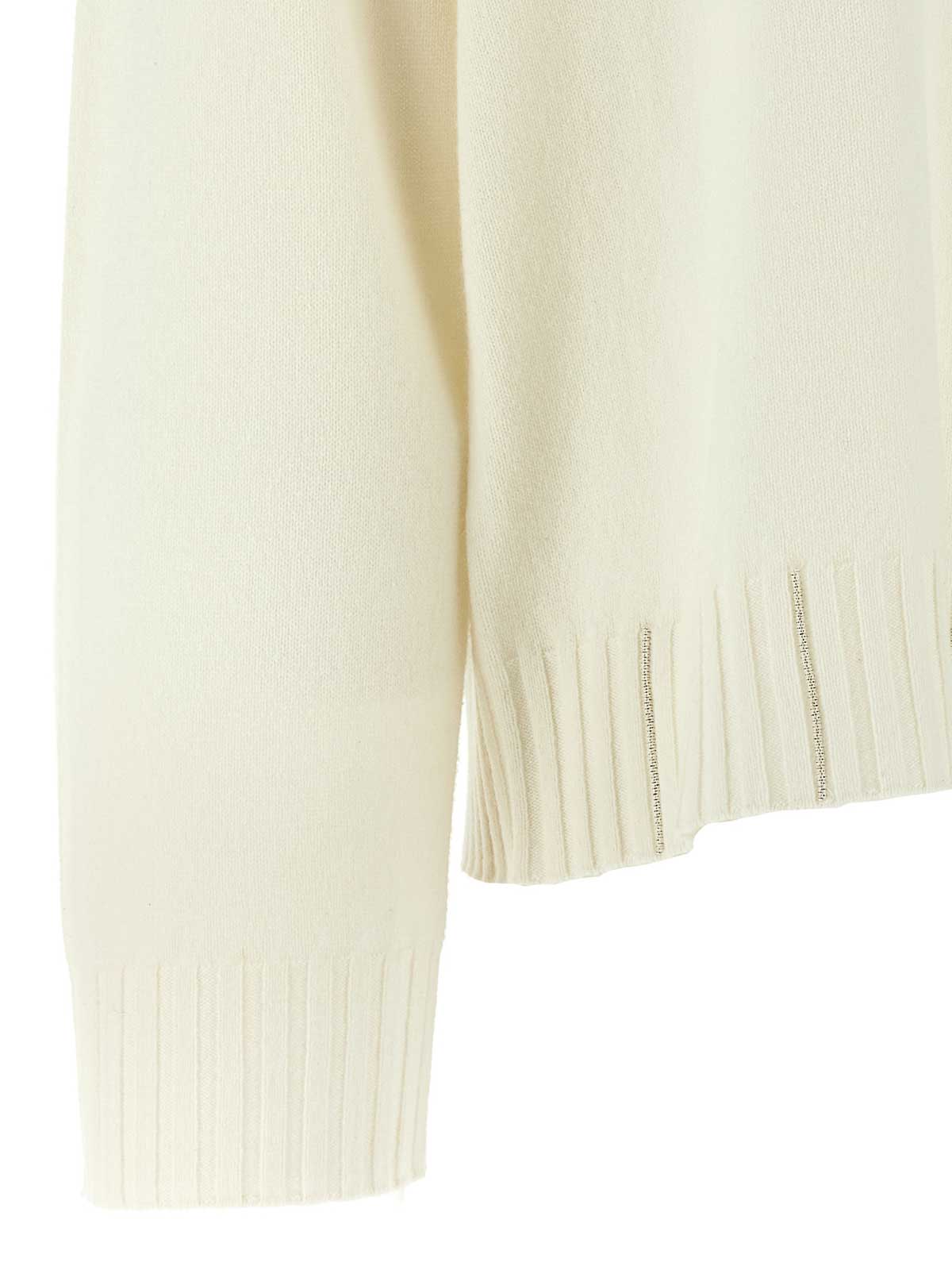 Fabiana Filippi Sweater V-neck Ribbed Cuffs Hem Neckline In Neutral
