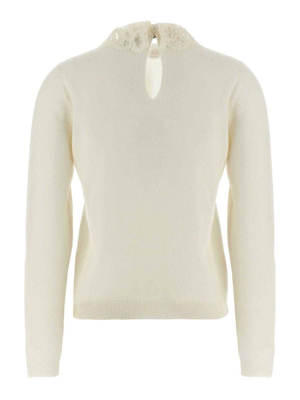 Fabiana Filippi Knitwear Sweater Lace Collar In White