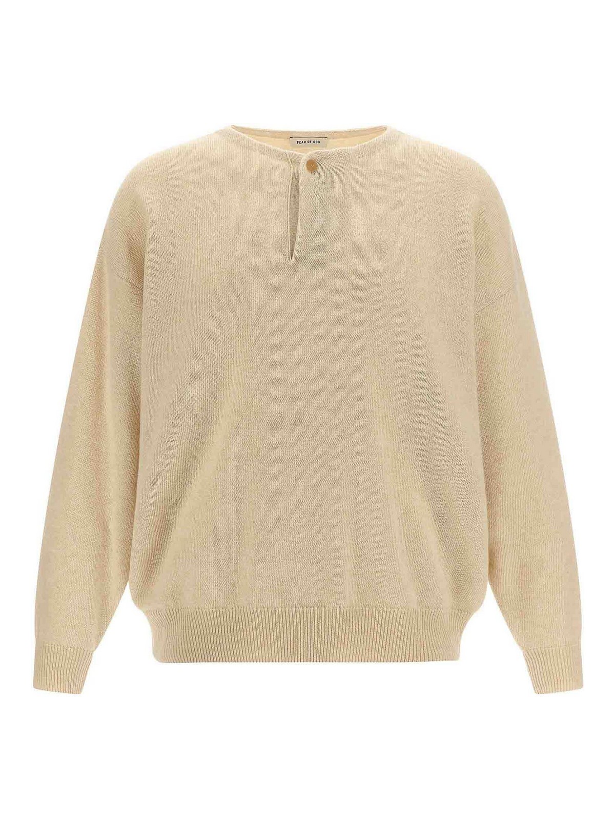 Fear Of God Sweater Keyhole Neckline Button Detail In Neutral