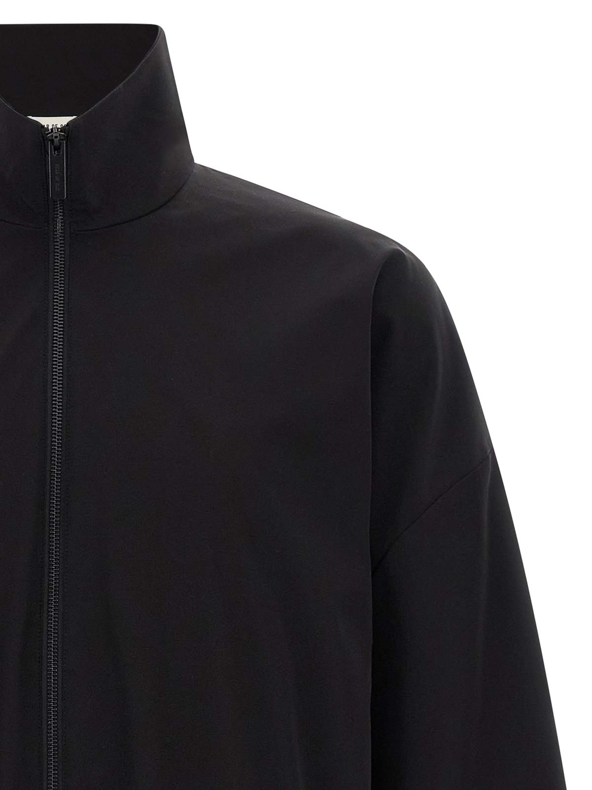 Fear Of God Black Nylon Bomber With High Collar In Black