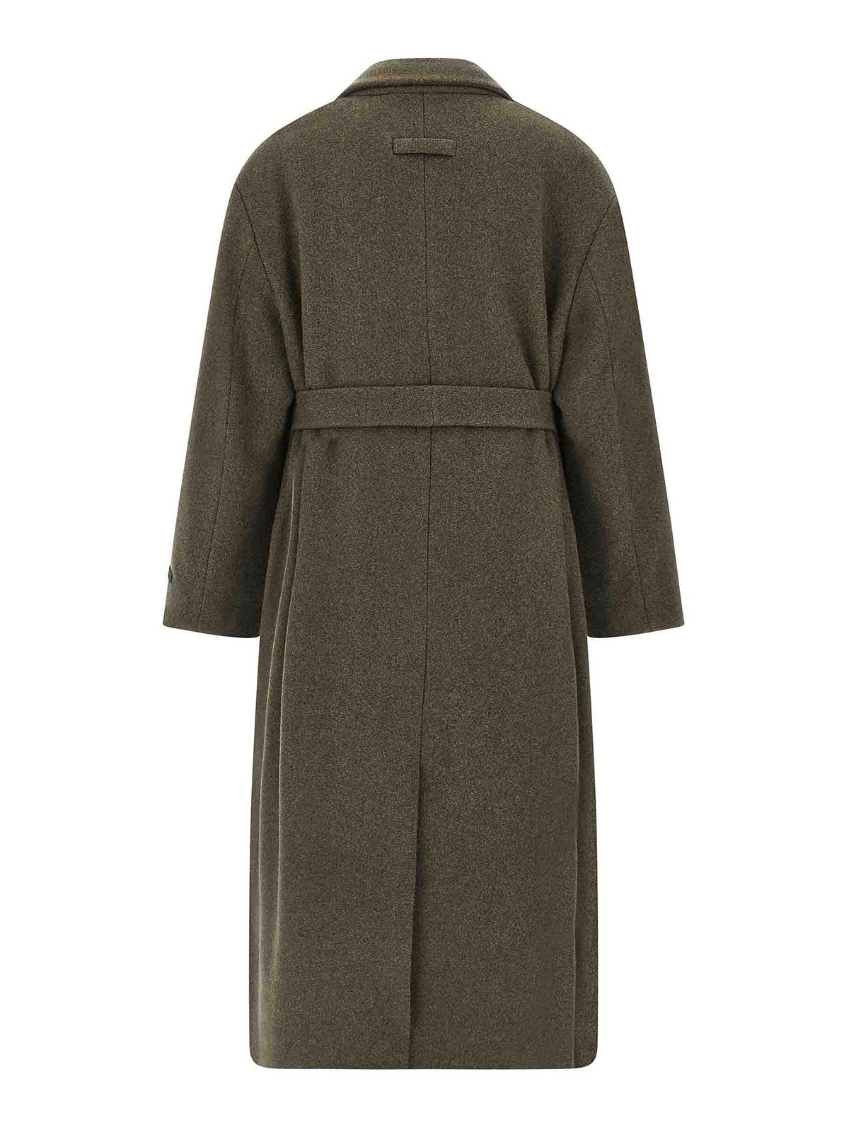 Fear Of God Long Length Belted Coat With Back Vent In Green