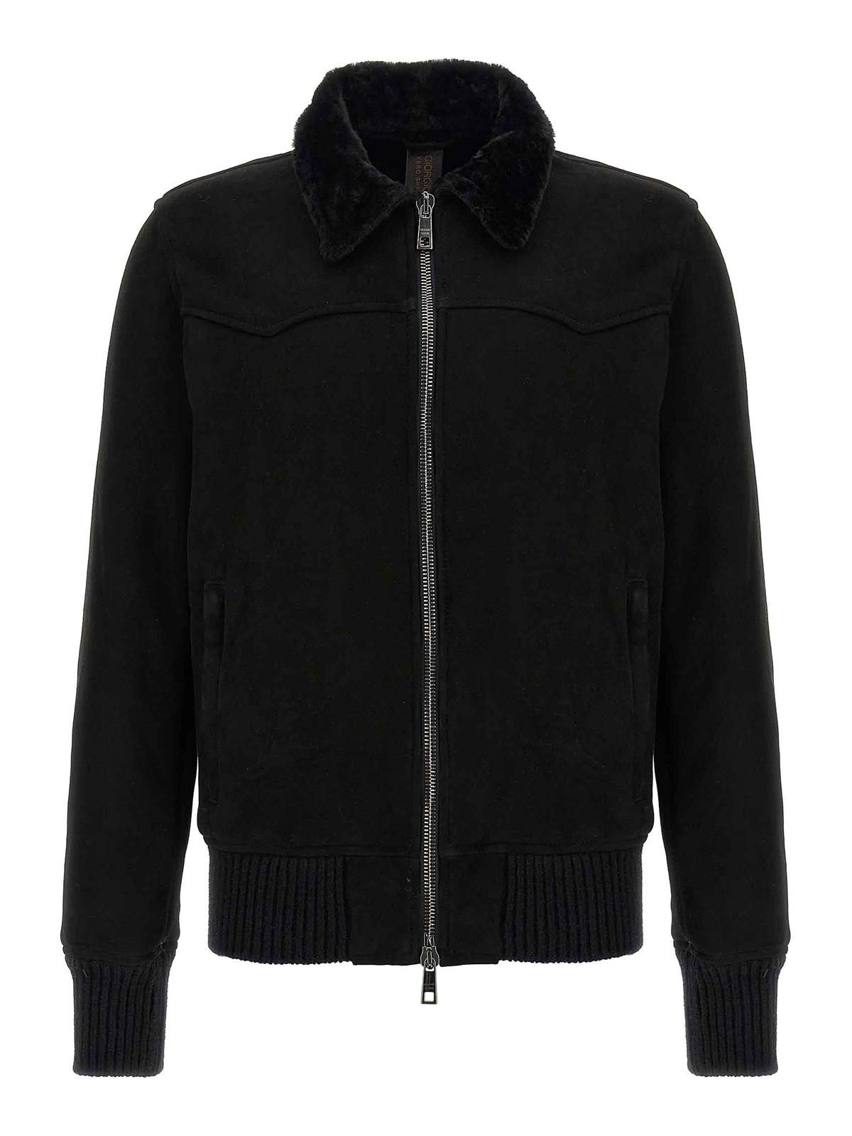 Giorgio Brato Sheepskin Bomber Jacket In Black