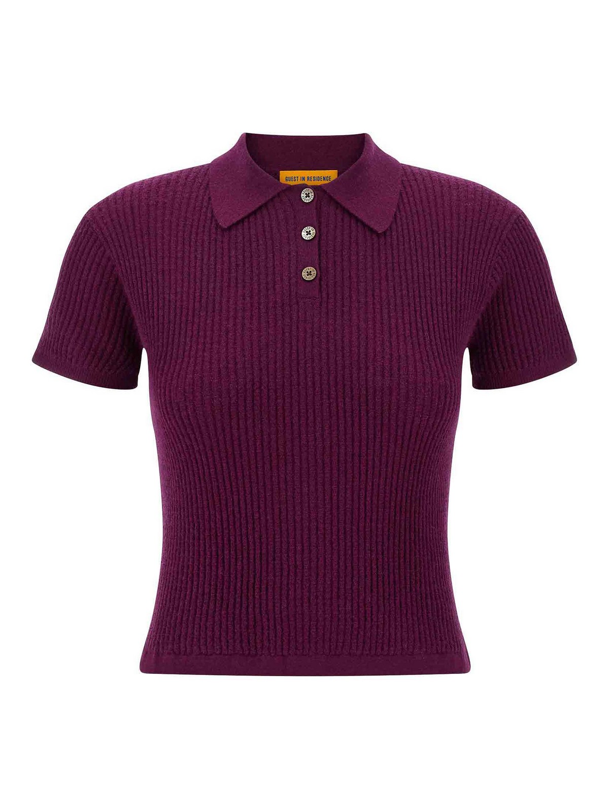 Guest In Residence Shrunken Cashmere Polo Top In Purple