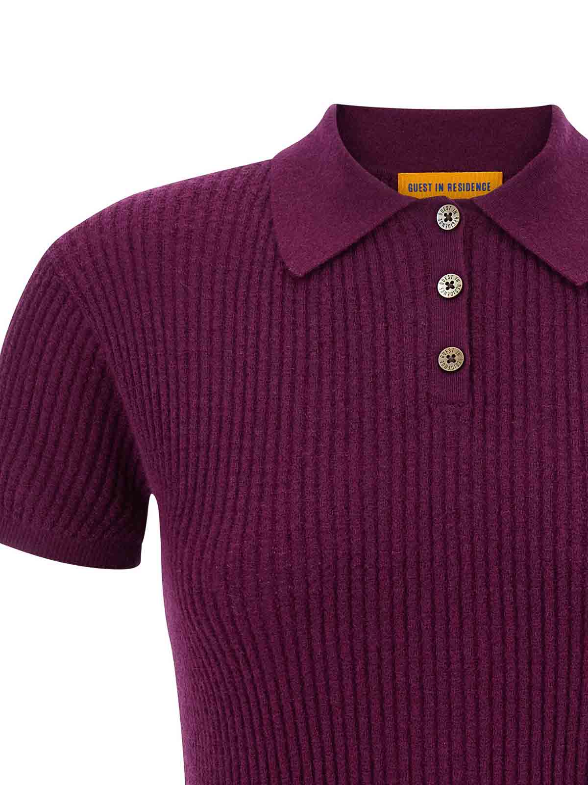 Guest In Residence Shrunken Cashmere Polo Top In Purple