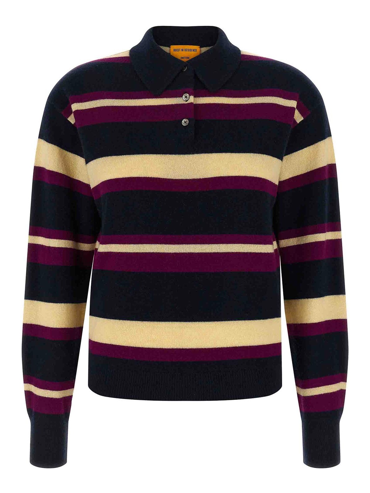 Guest In Residence Collegiate Striped Cashmere Polo In Multi