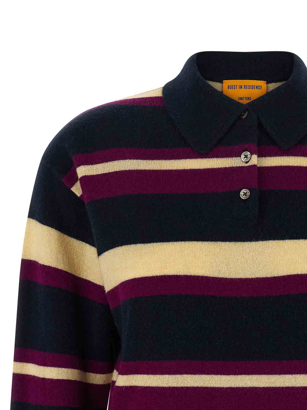 Guest In Residence Collegiate Striped Cashmere Polo In Multi