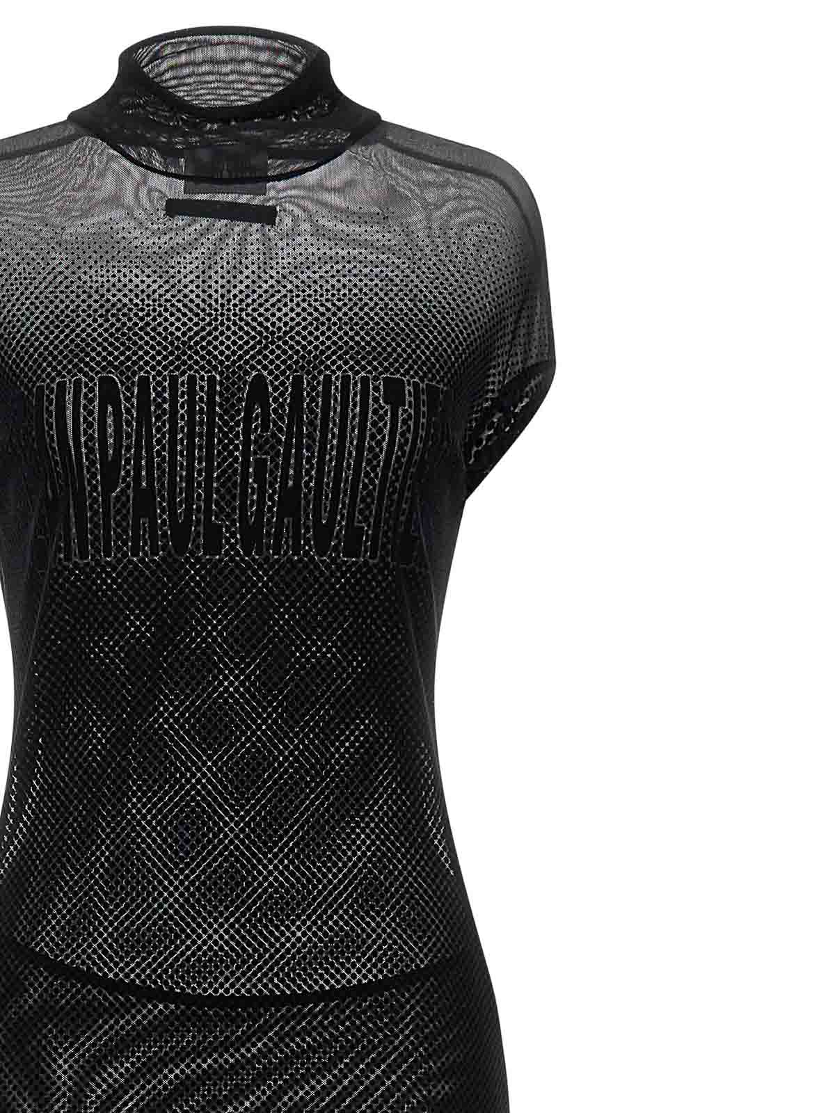 Jean Paul Gaultier Flocked Dress In Black