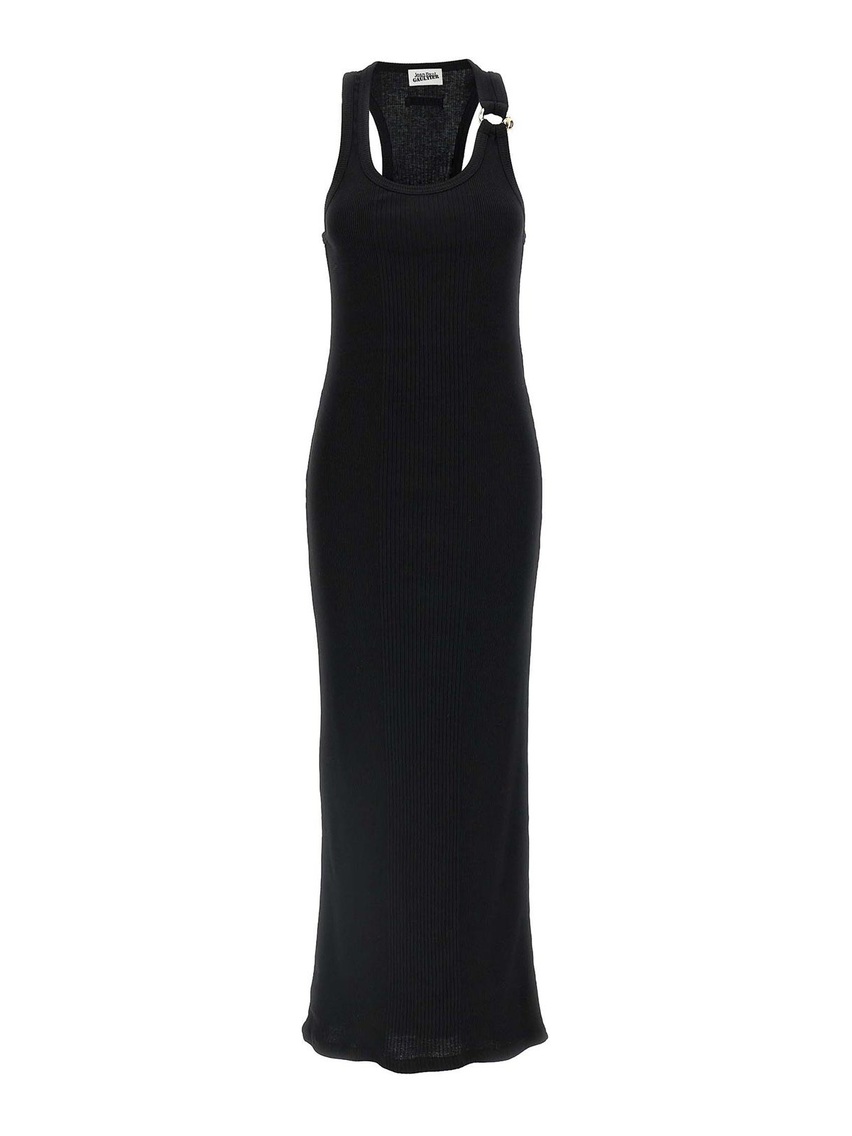 Jean Paul Gaultier Piercing Cotton Jersey Maxi Dress In Black