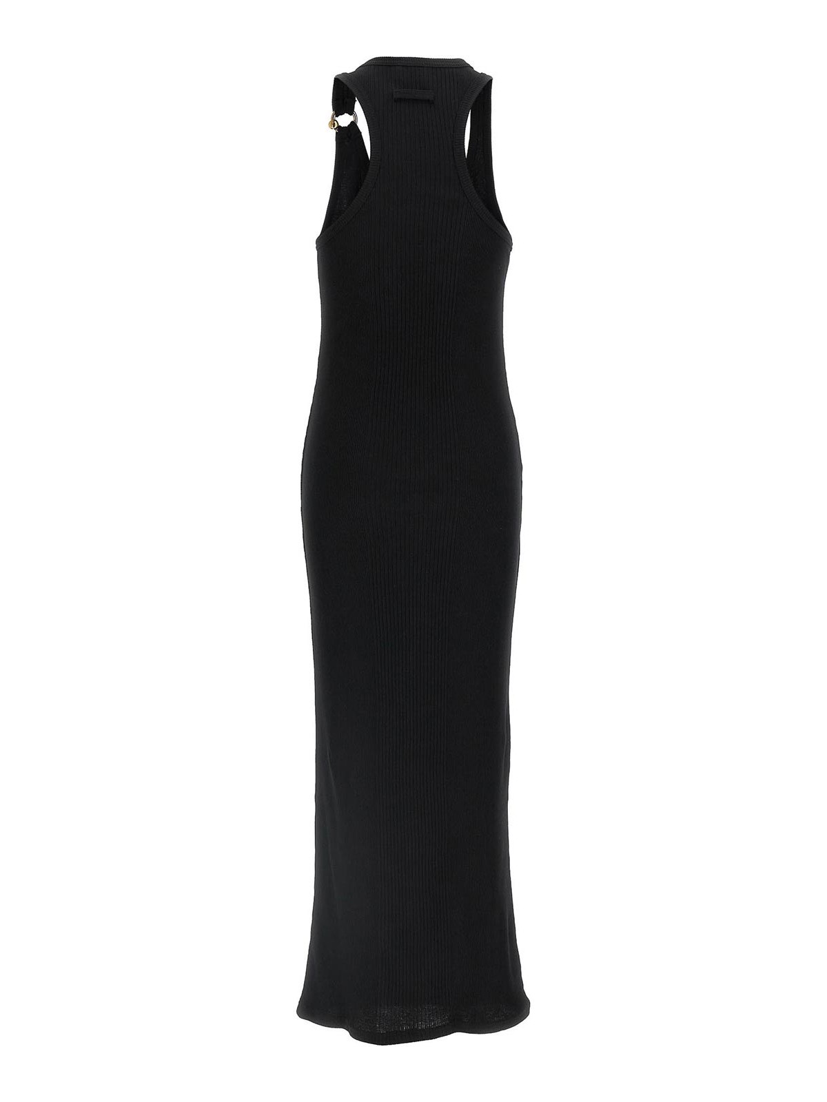 Jean Paul Gaultier Piercing Cotton Jersey Maxi Dress In Black