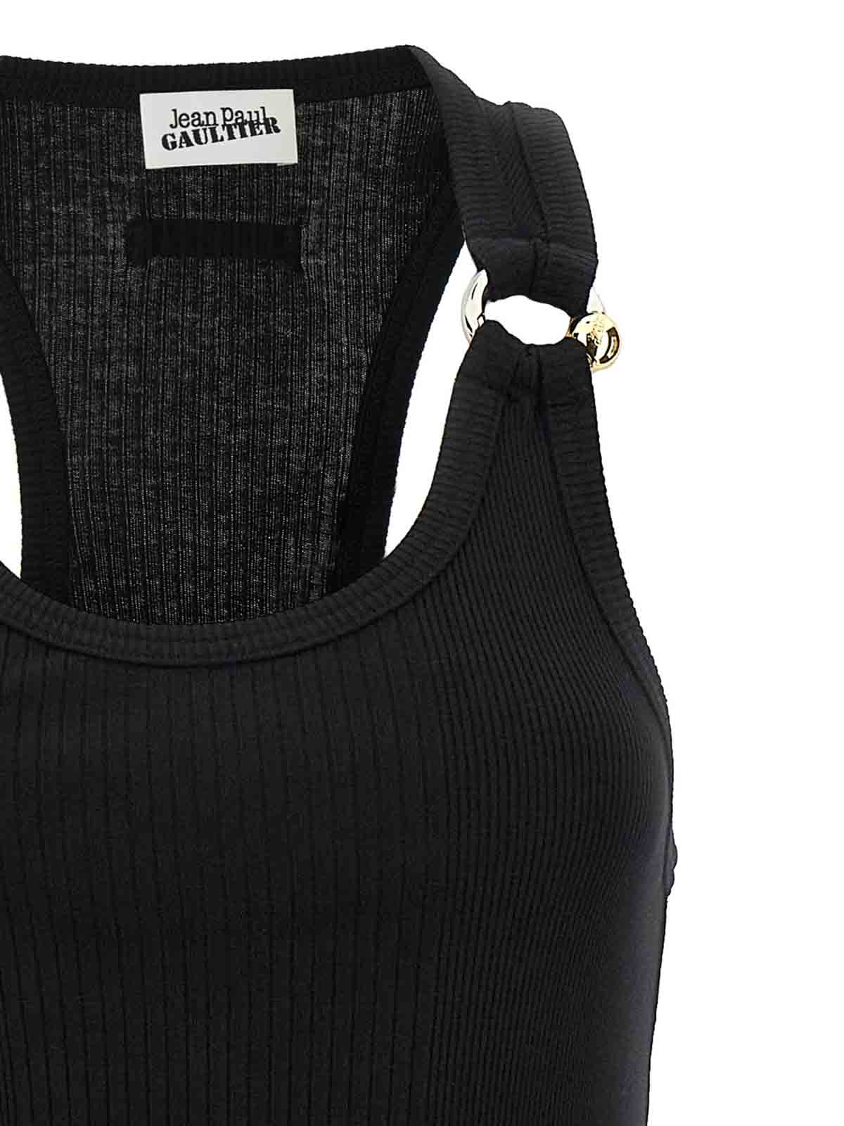 Jean Paul Gaultier Piercing Cotton Jersey Maxi Dress In Black