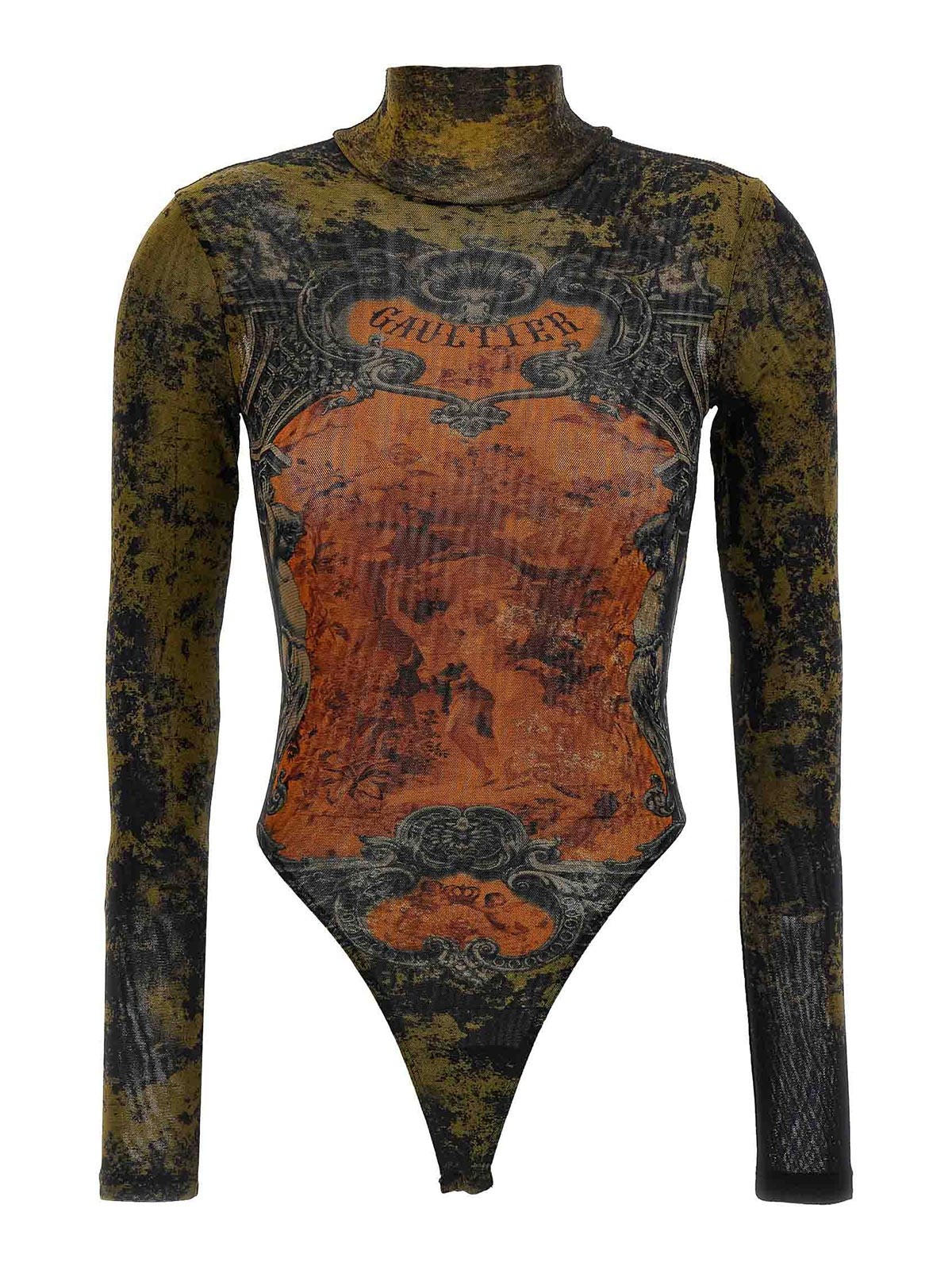 Jean Paul Gaultier Graphic Print Bodysuit In Multi
