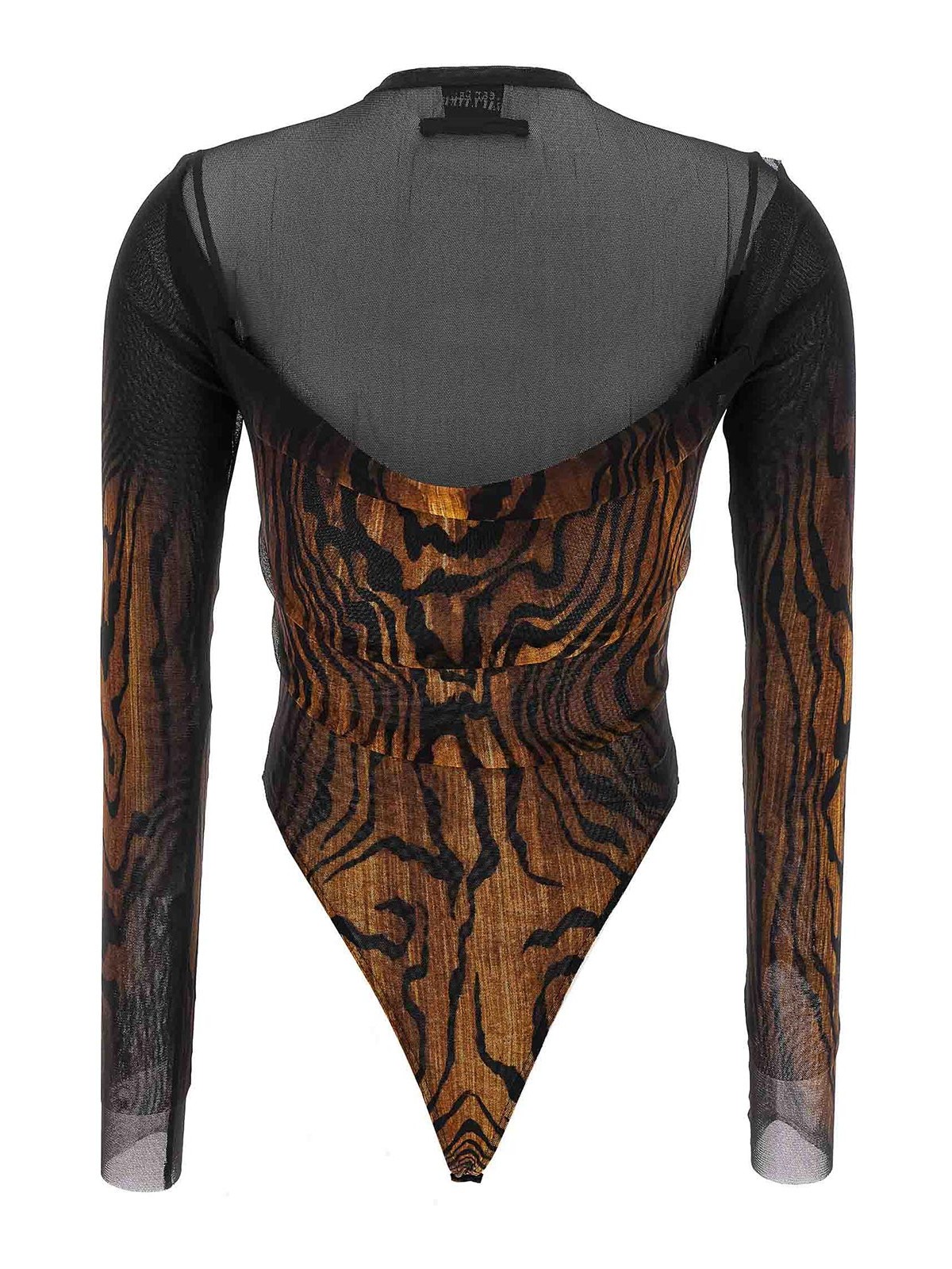 Jean Paul Gaultier Abstract Pattern Crew Neck Long Sleeve Bodysuit In Multi