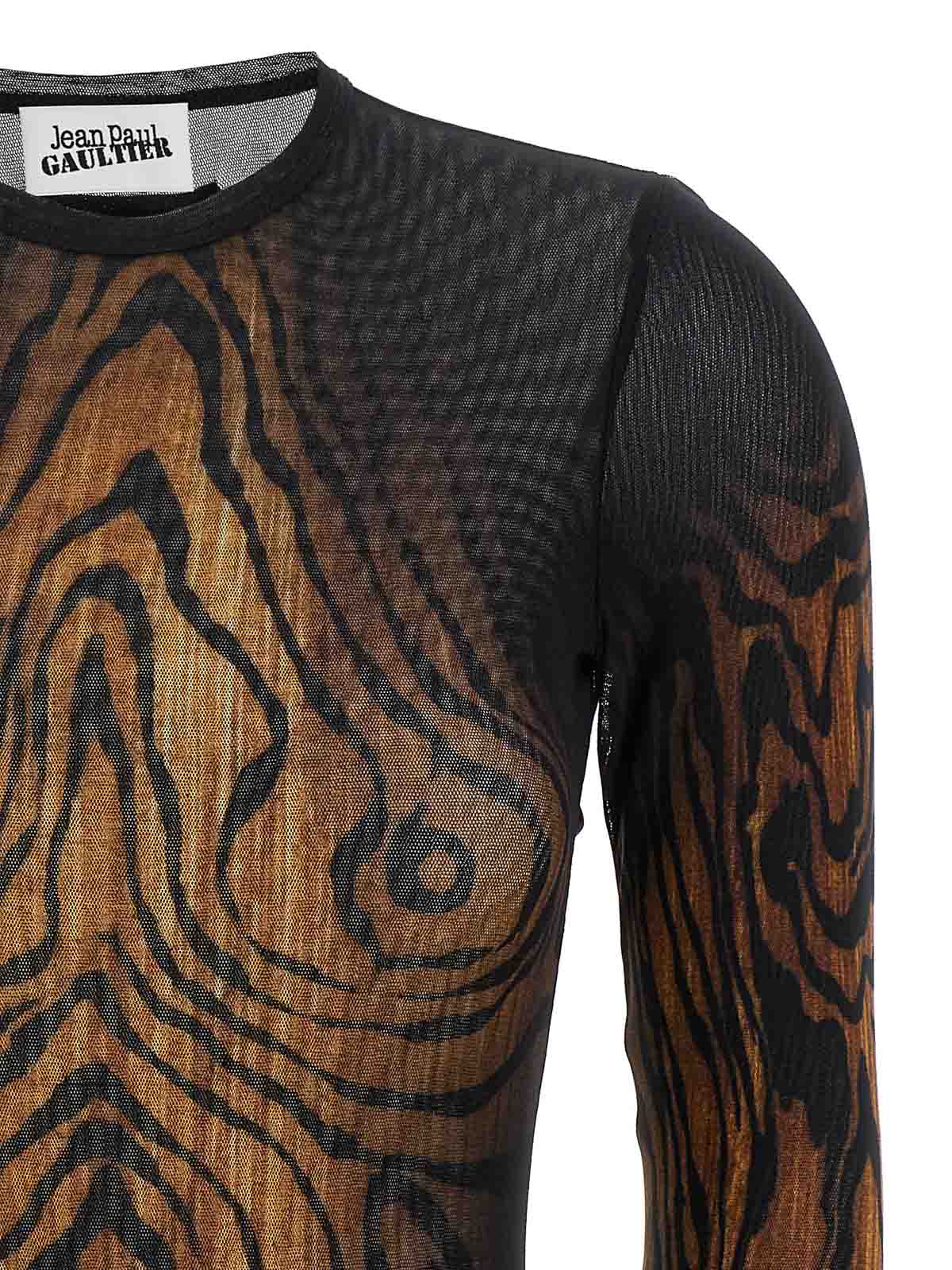 Jean Paul Gaultier Abstract Pattern Crew Neck Long Sleeve Bodysuit In Multi