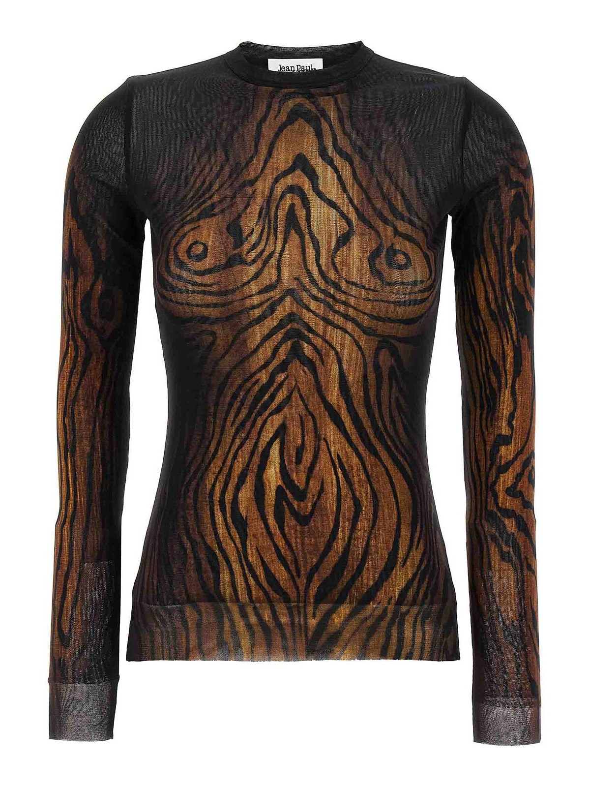 Jean Paul Gaultier Sheer Tulle Wood Top In Multi
