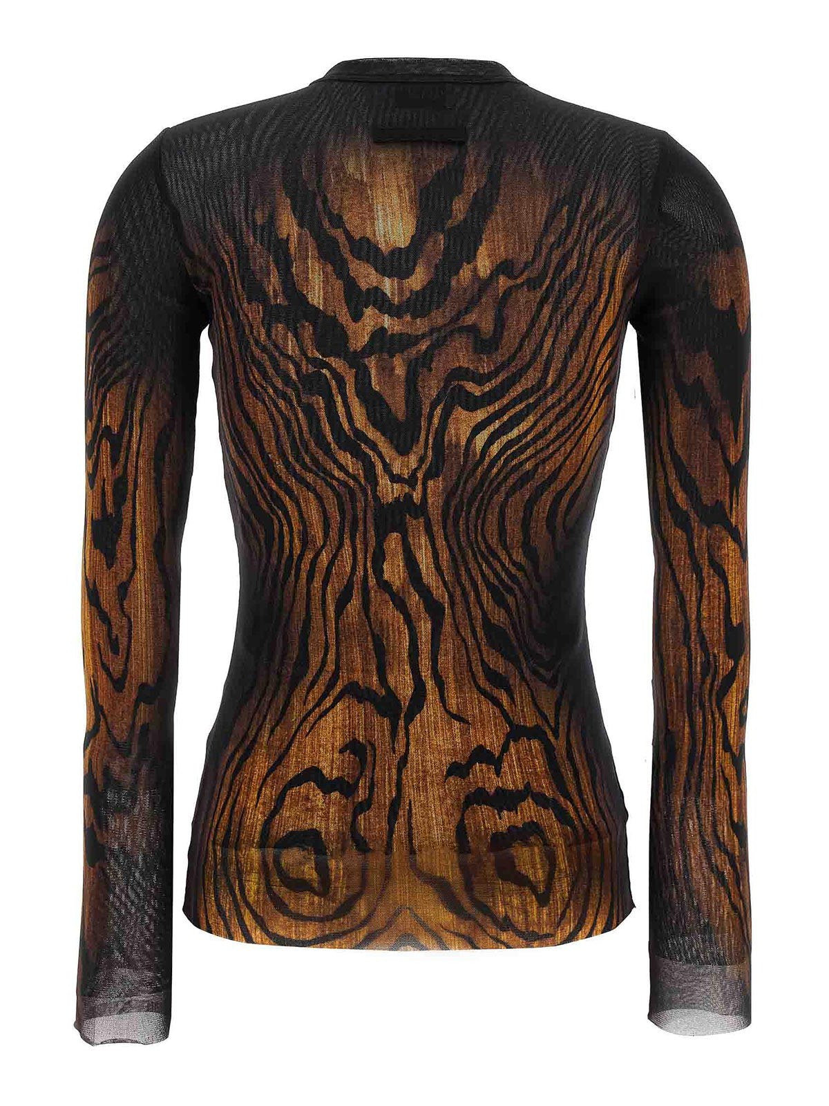 Jean Paul Gaultier Sheer Tulle Wood Top In Multi