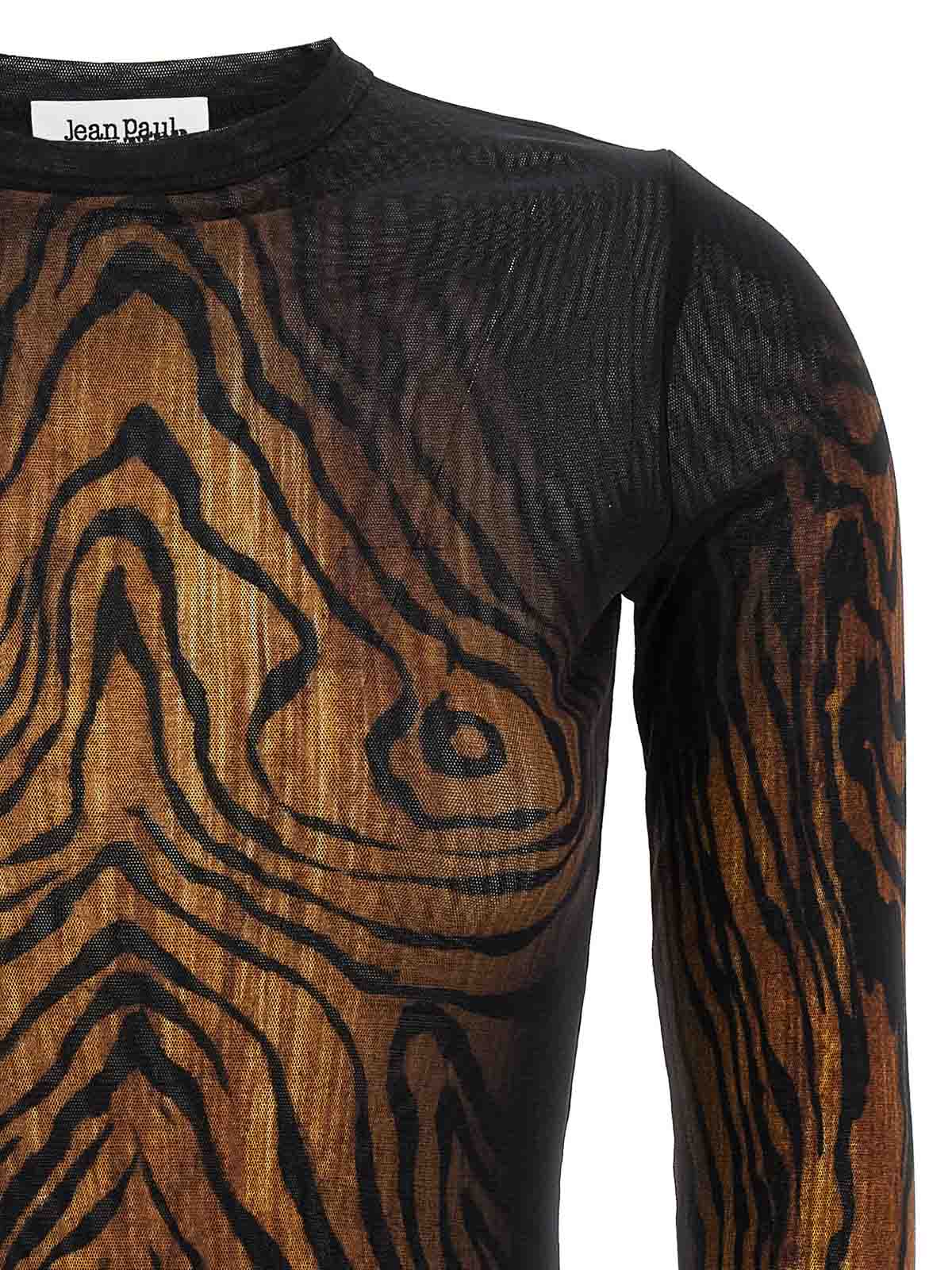 Jean Paul Gaultier Sheer Tulle Wood Top In Multi