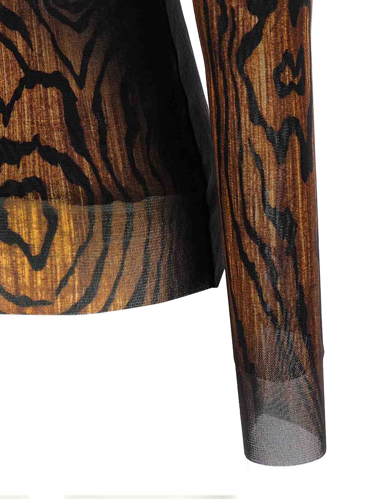 Jean Paul Gaultier Sheer Tulle Wood Top In Multi