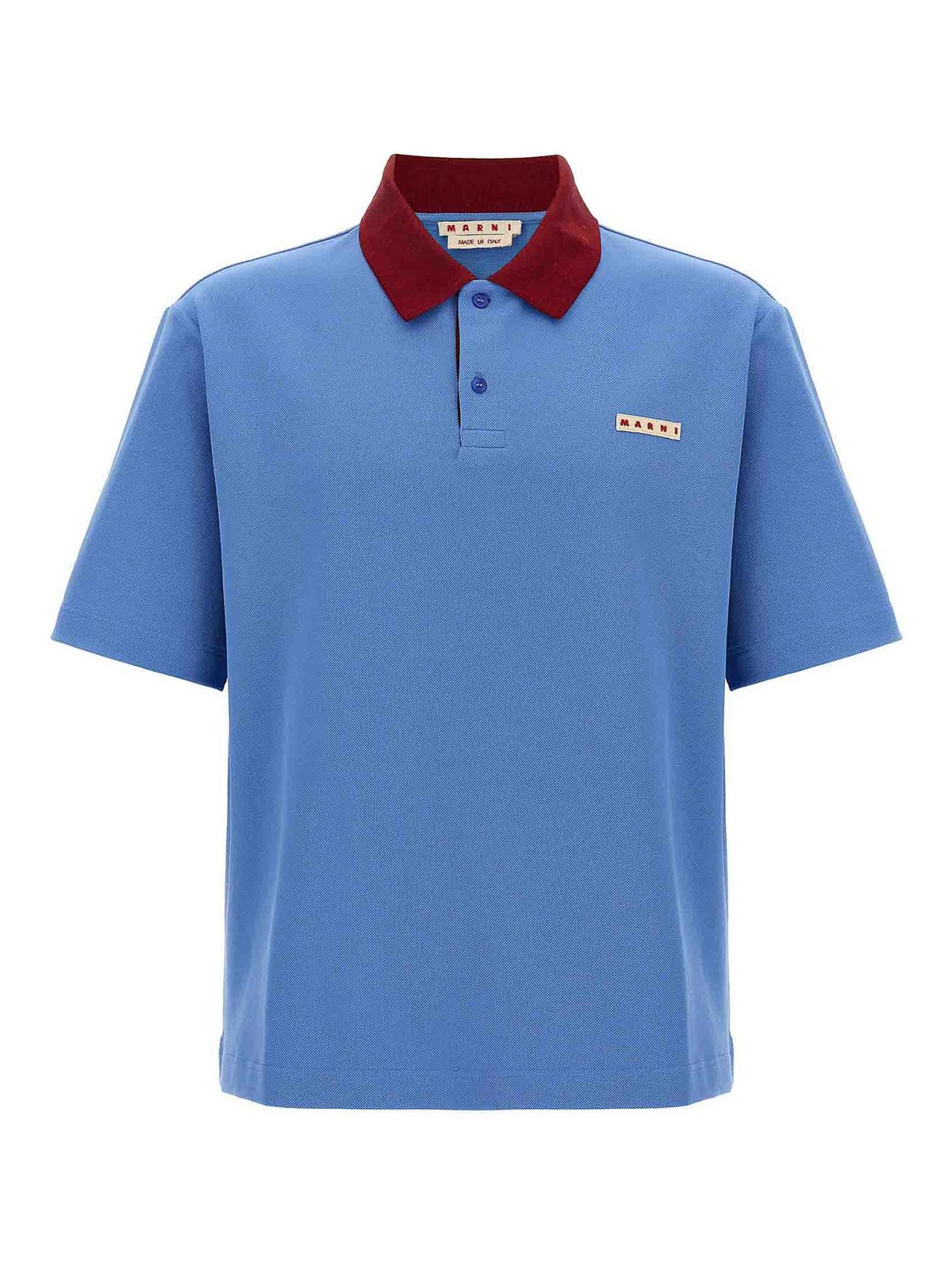 Marni Polo In Piquet Blu Con Colletto A Contrasto In Blue