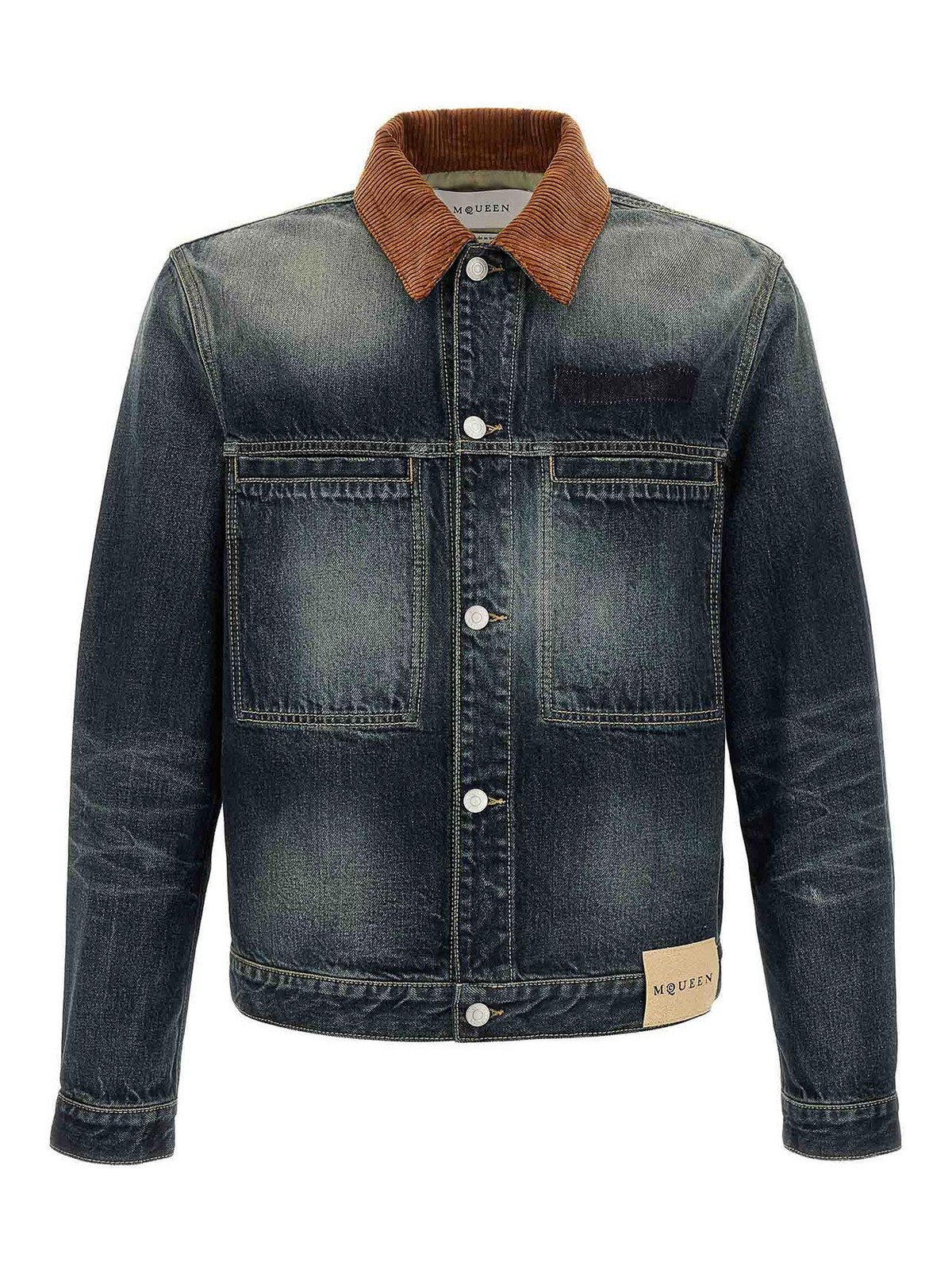 Alexander Mcqueen Trucker Jacket In Blue