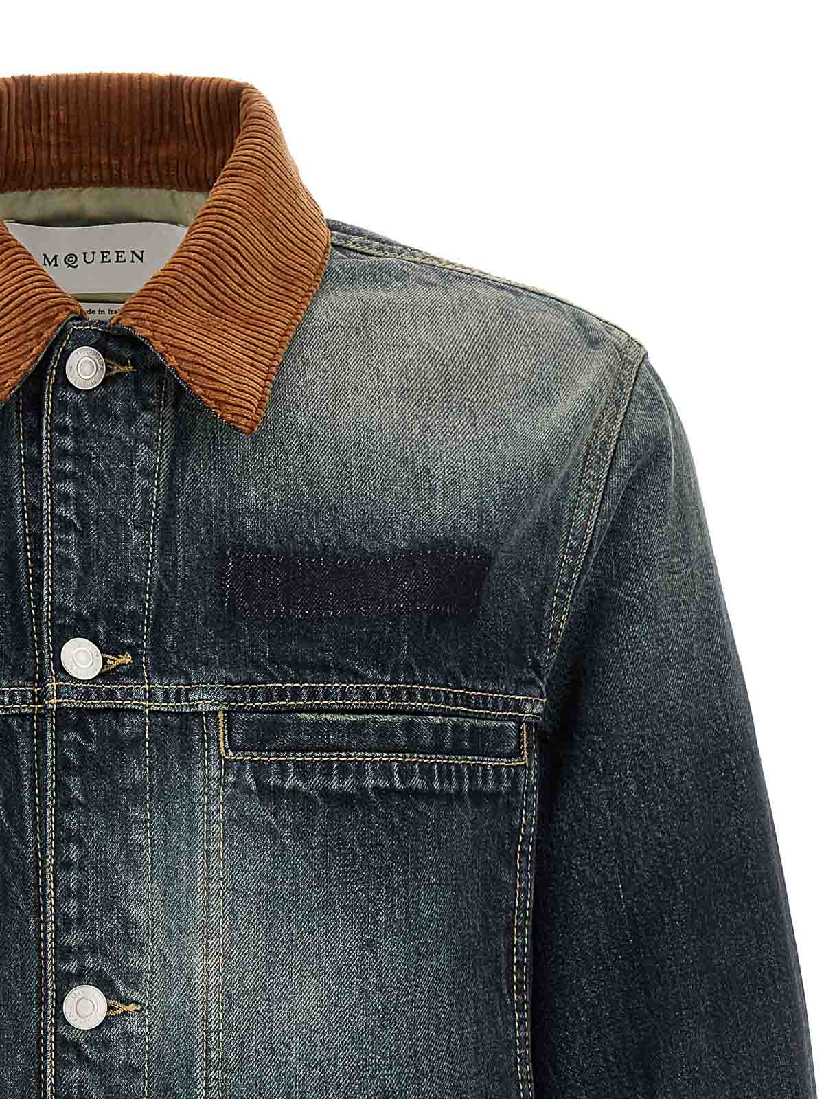 Alexander Mcqueen Trucker Jacket In Blue