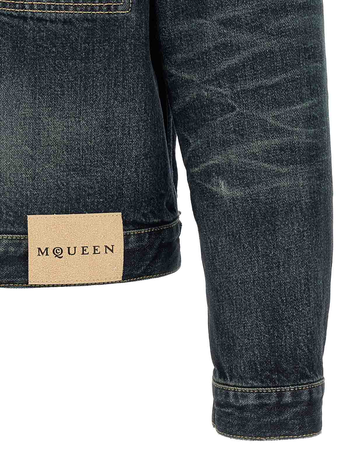 Alexander Mcqueen Trucker Jacket In Blue