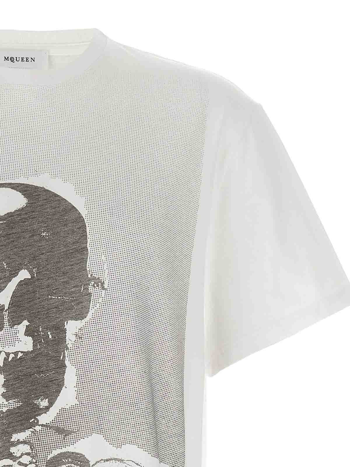 Alexander Mcqueen Skeleton Printed T-shirt In Gray