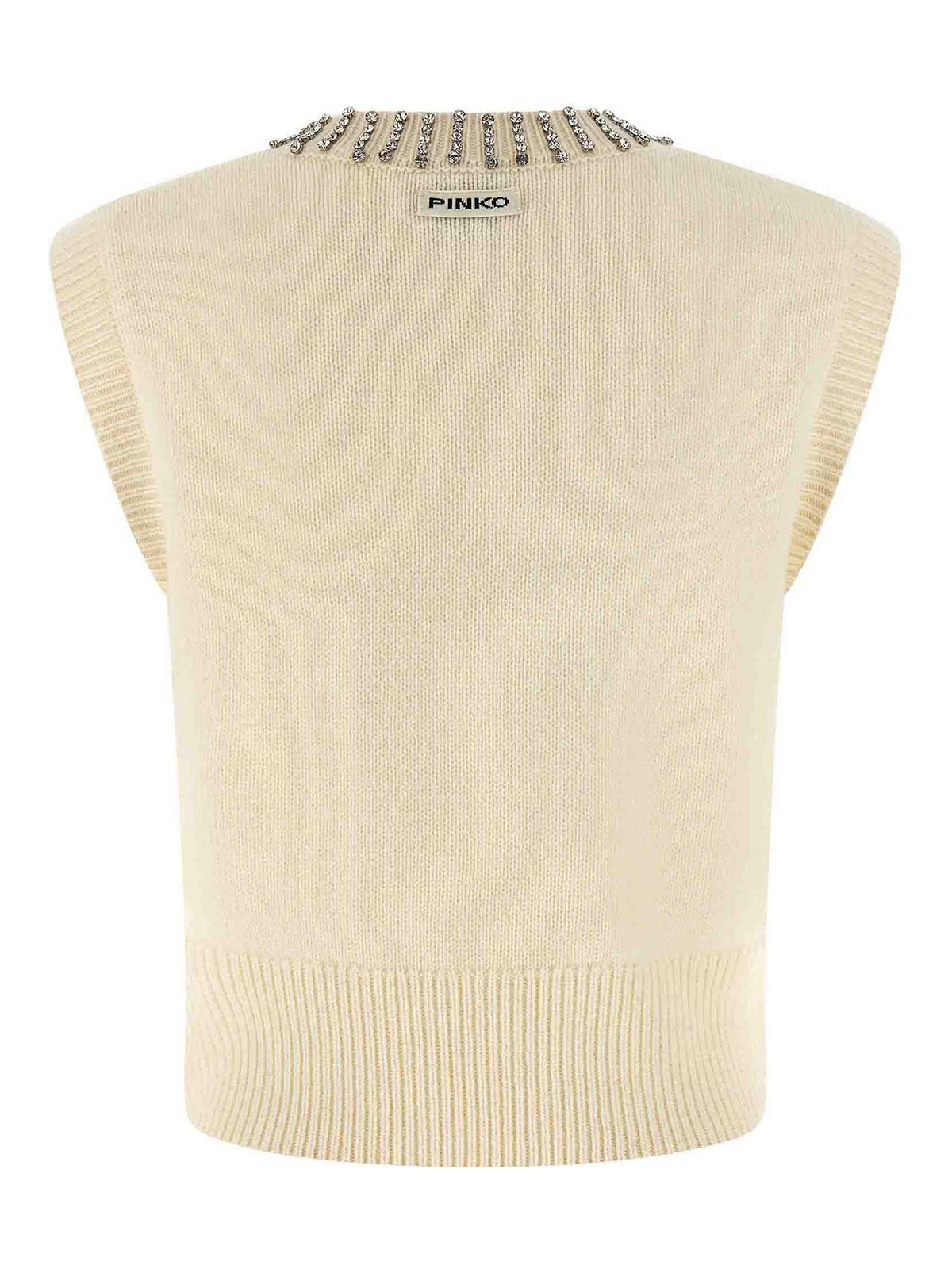 Pinko Sleeveless Wool Blend Top In White