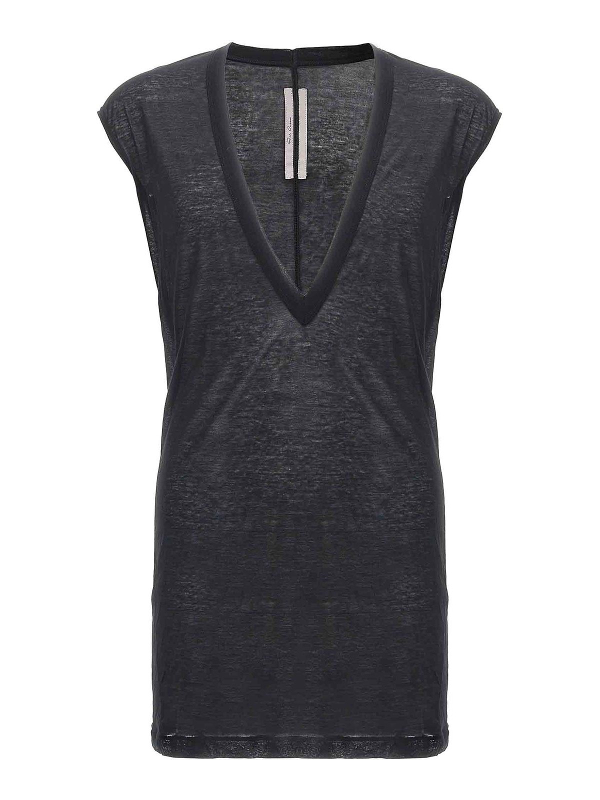 Rick Owens Dylan V Neck Cotton T-shirt In Black