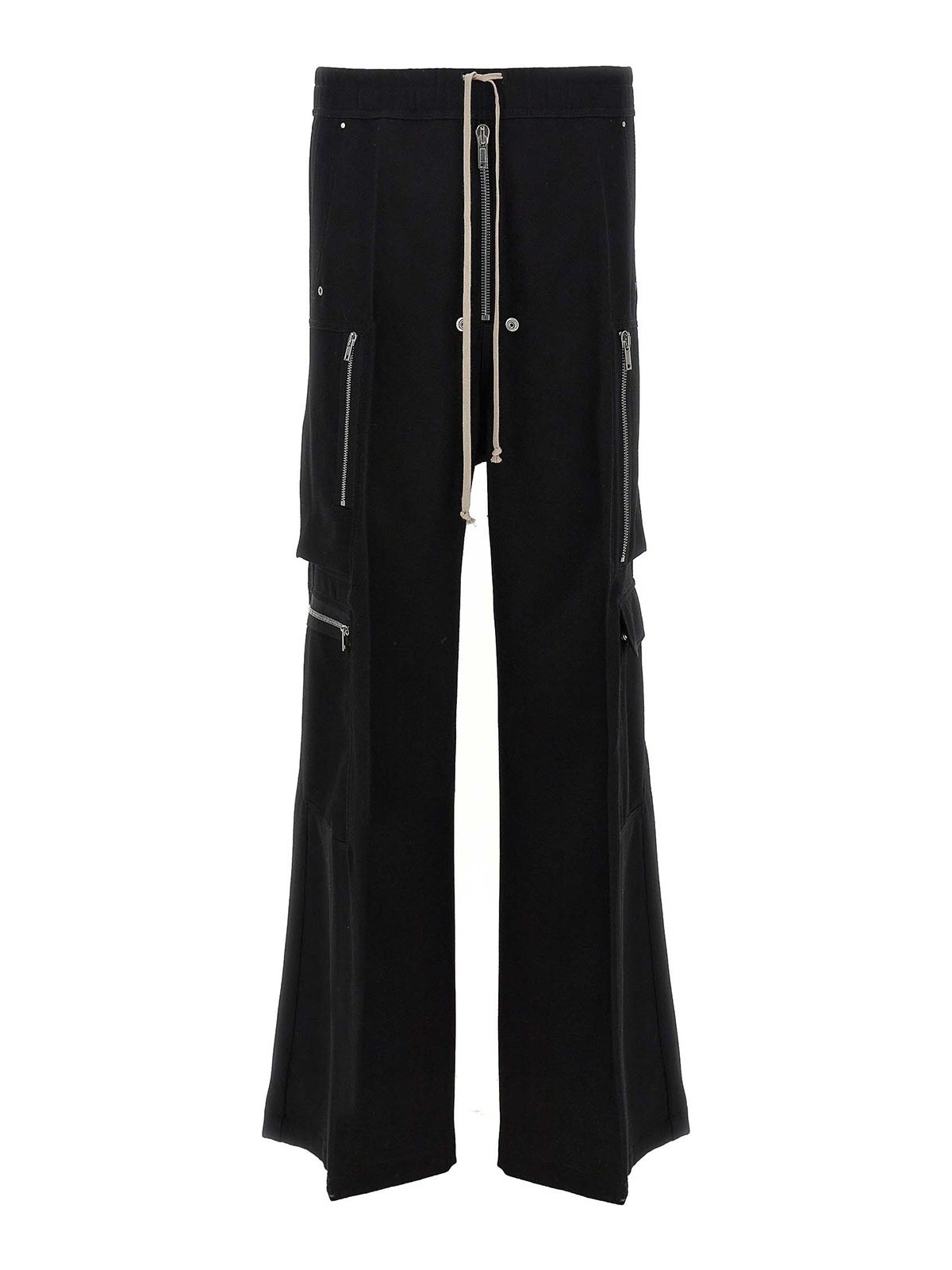 Rick Owens Wide-leg Trousers With High Waist And Utility Pockets In Black