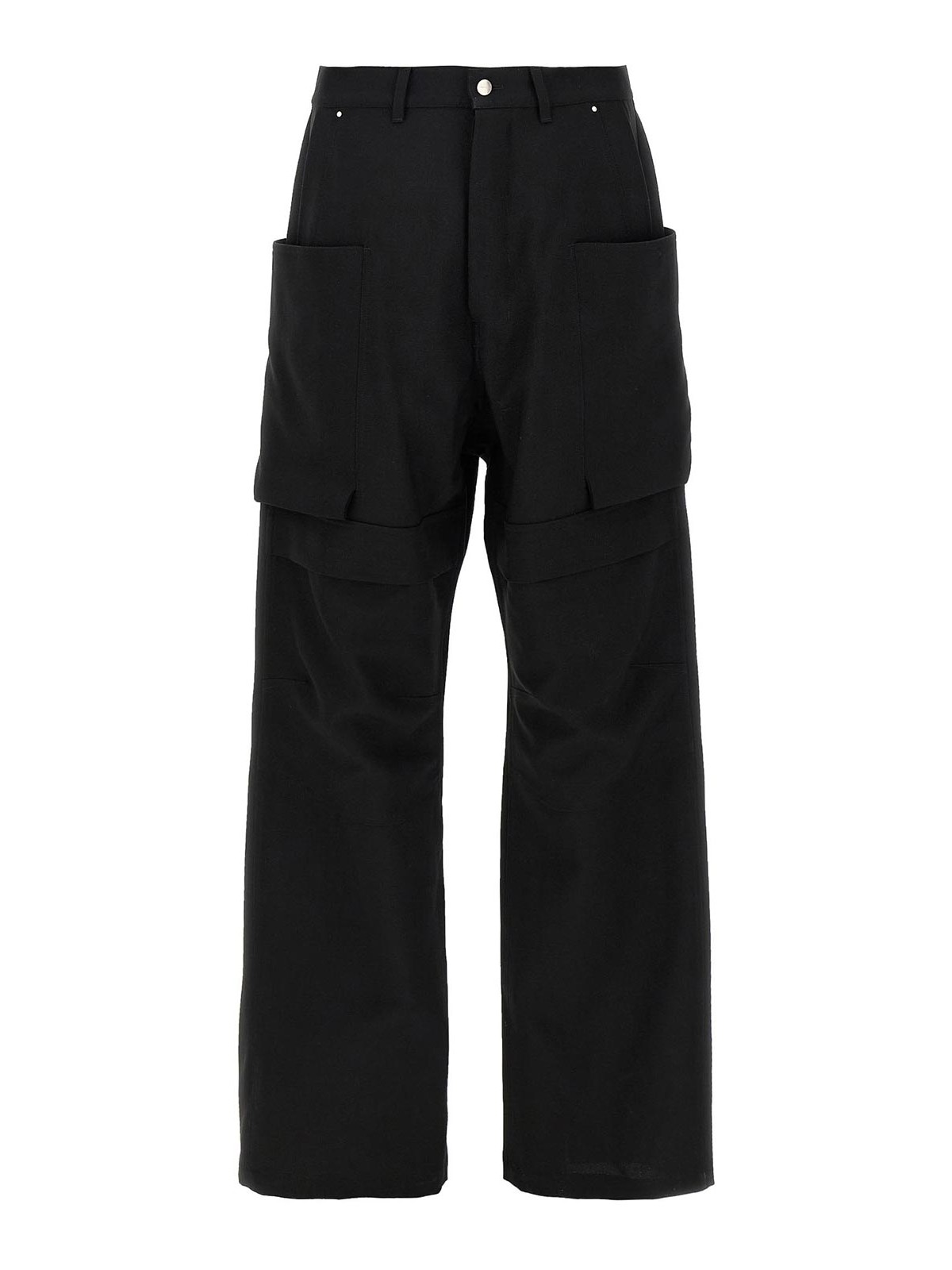 Rick Owens Stefan Wide-leg Brushed Cotton-twill Cargo Trousers In Black