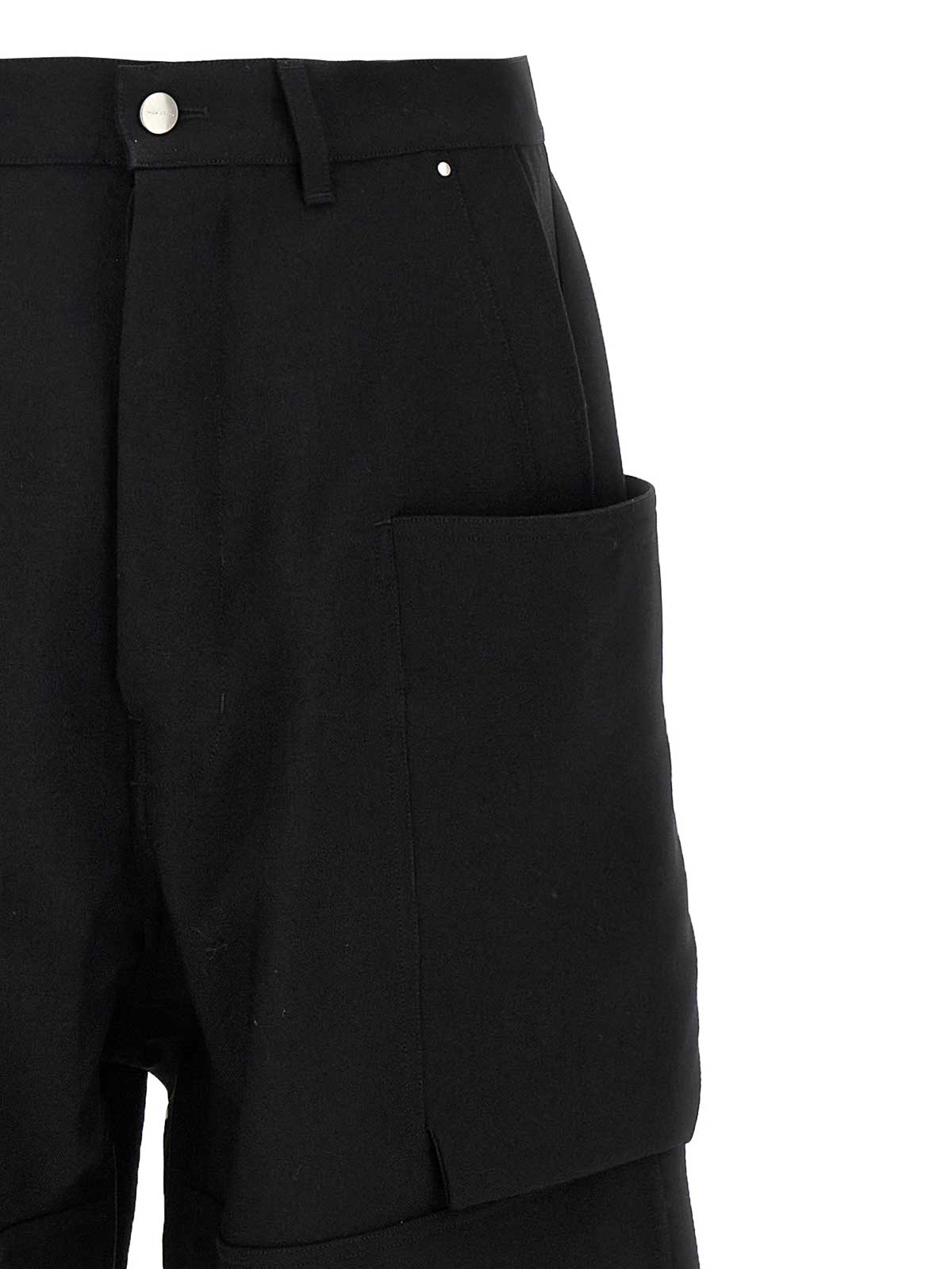 Rick Owens Stefan Wide-leg Brushed Cotton-twill Cargo Trousers In Black
