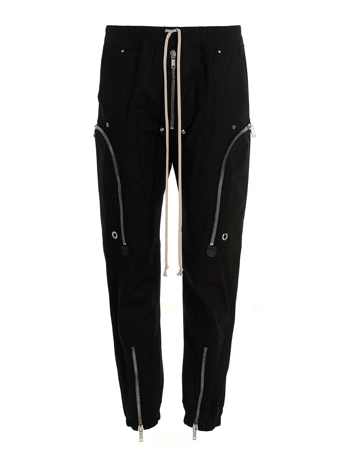 Rick Owens Bauhaus-inspired Cargo Pants With Elastic Waistband In Black