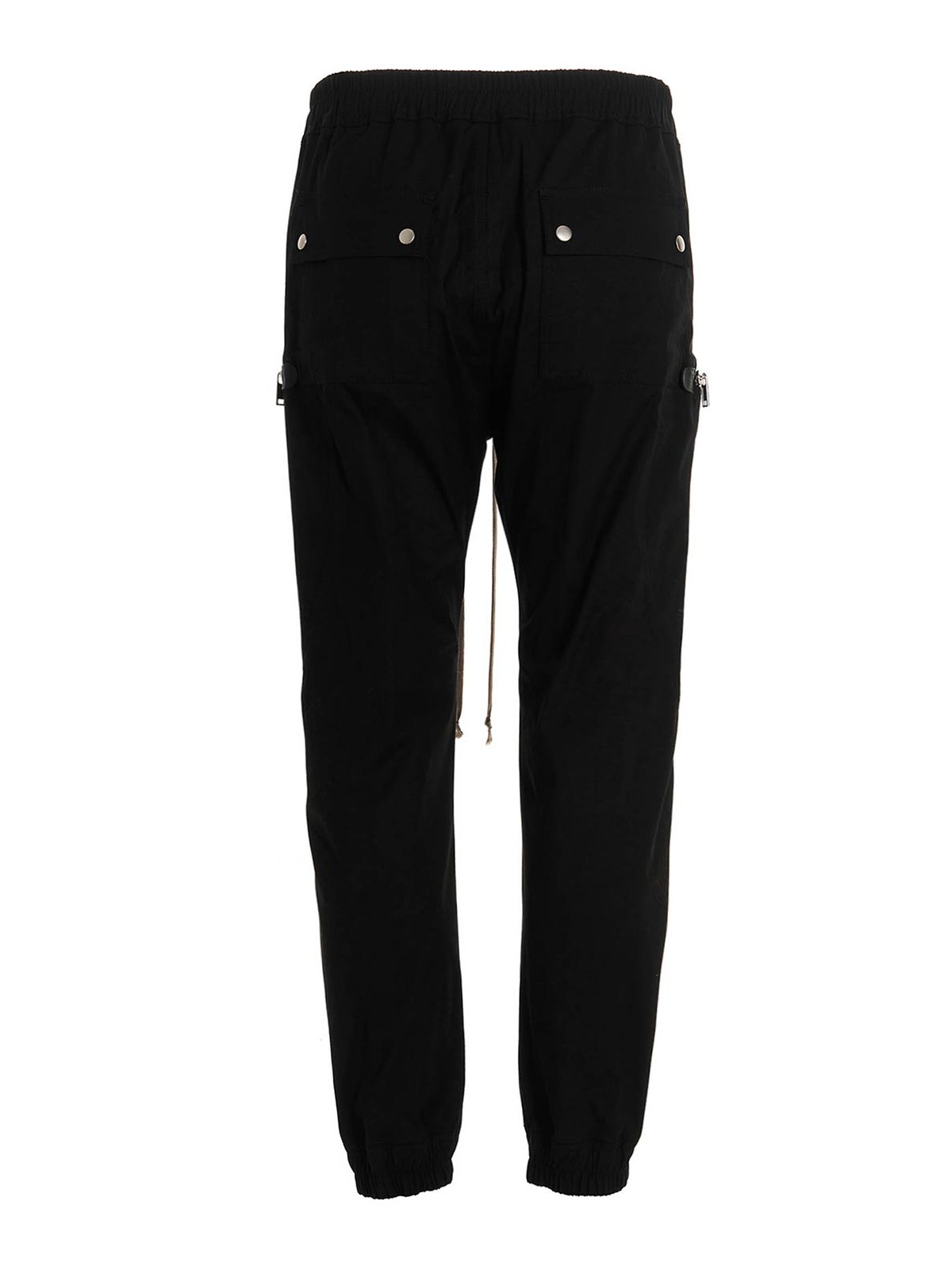 Rick Owens Bauhaus-inspired Cargo Pants With Elastic Waistband In Black