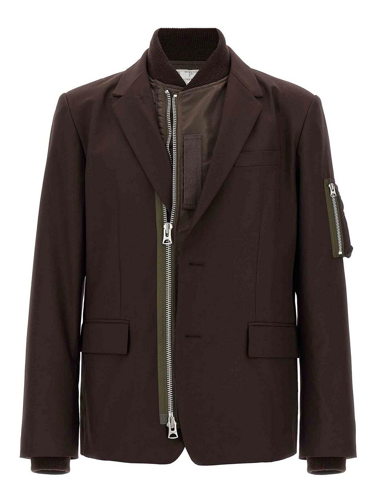 Sacai Bomber Insert Blazer In Brown