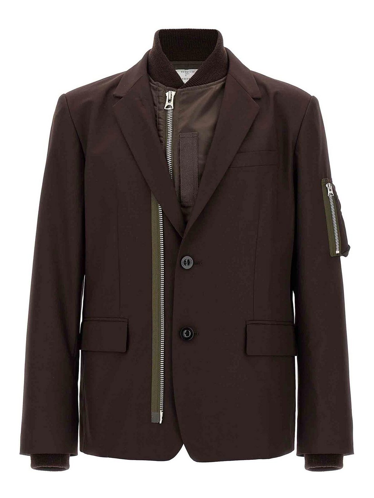 Sacai Bomber Insert Blazer In Brown