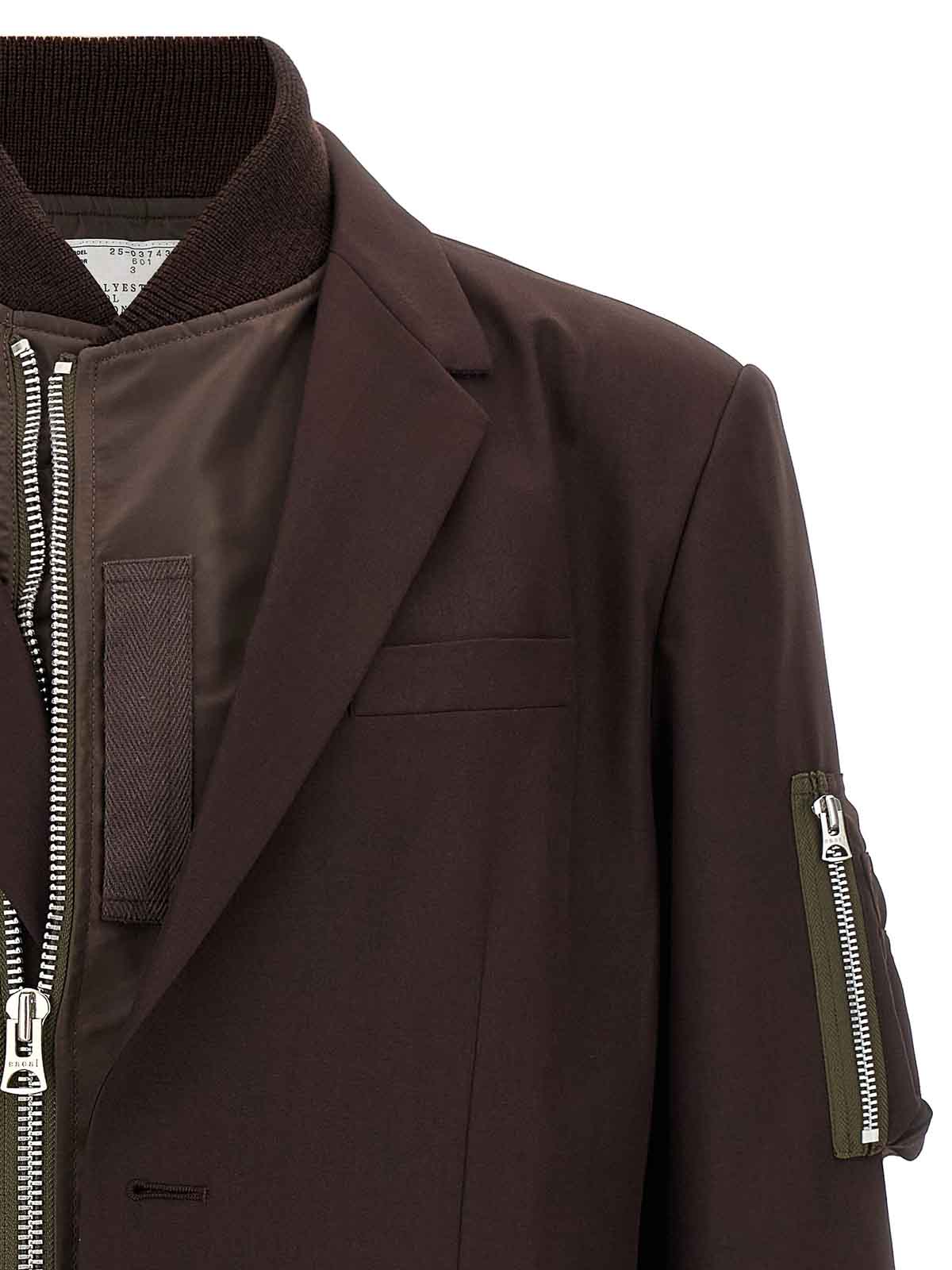 Sacai Bomber Insert Blazer In Brown