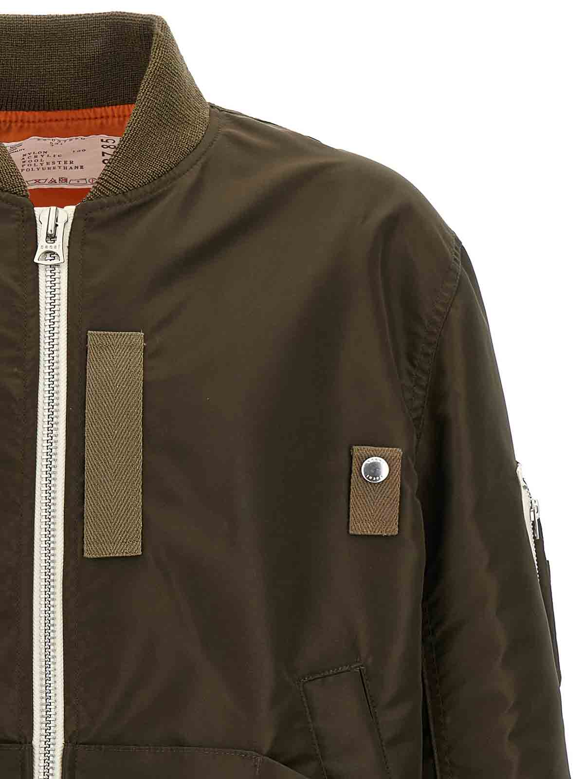 Sacai Khaki Nylon Twill Blouson Bomber Jacket In Green