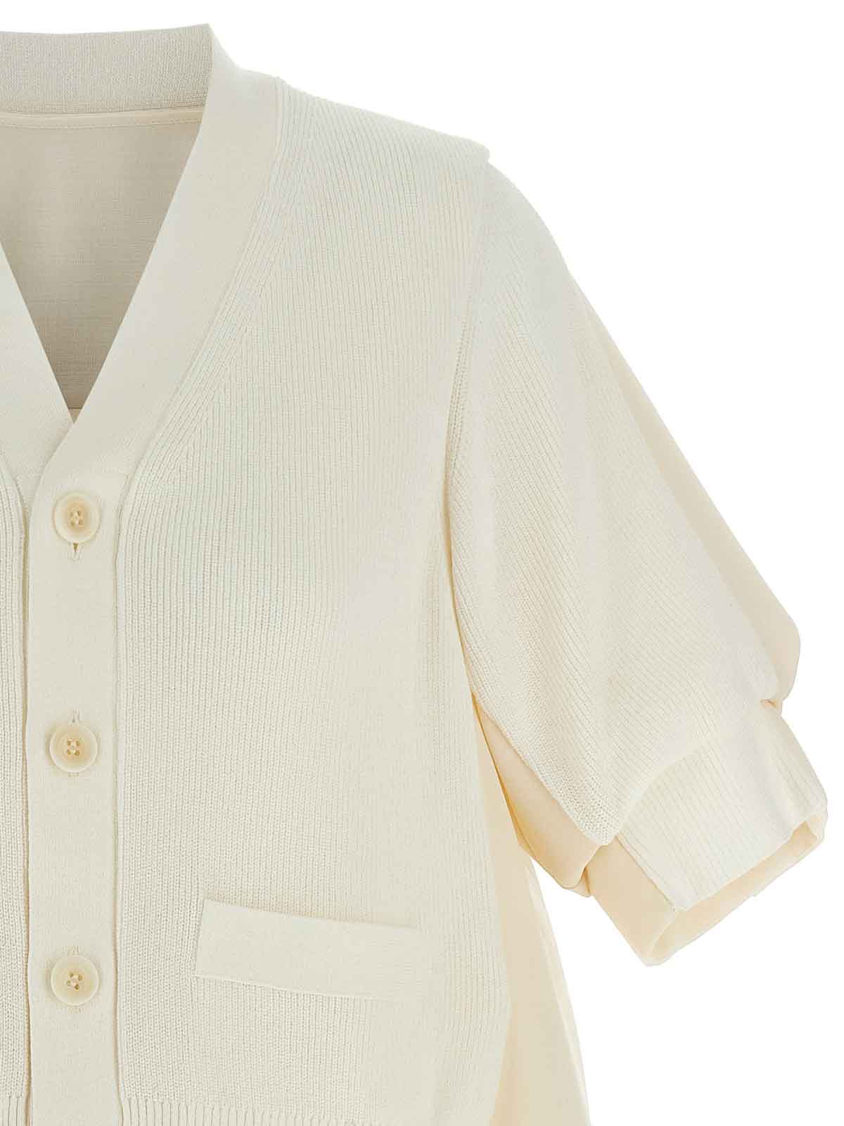 Sacai Suiting Mix Knit Cardigan In Neutral
