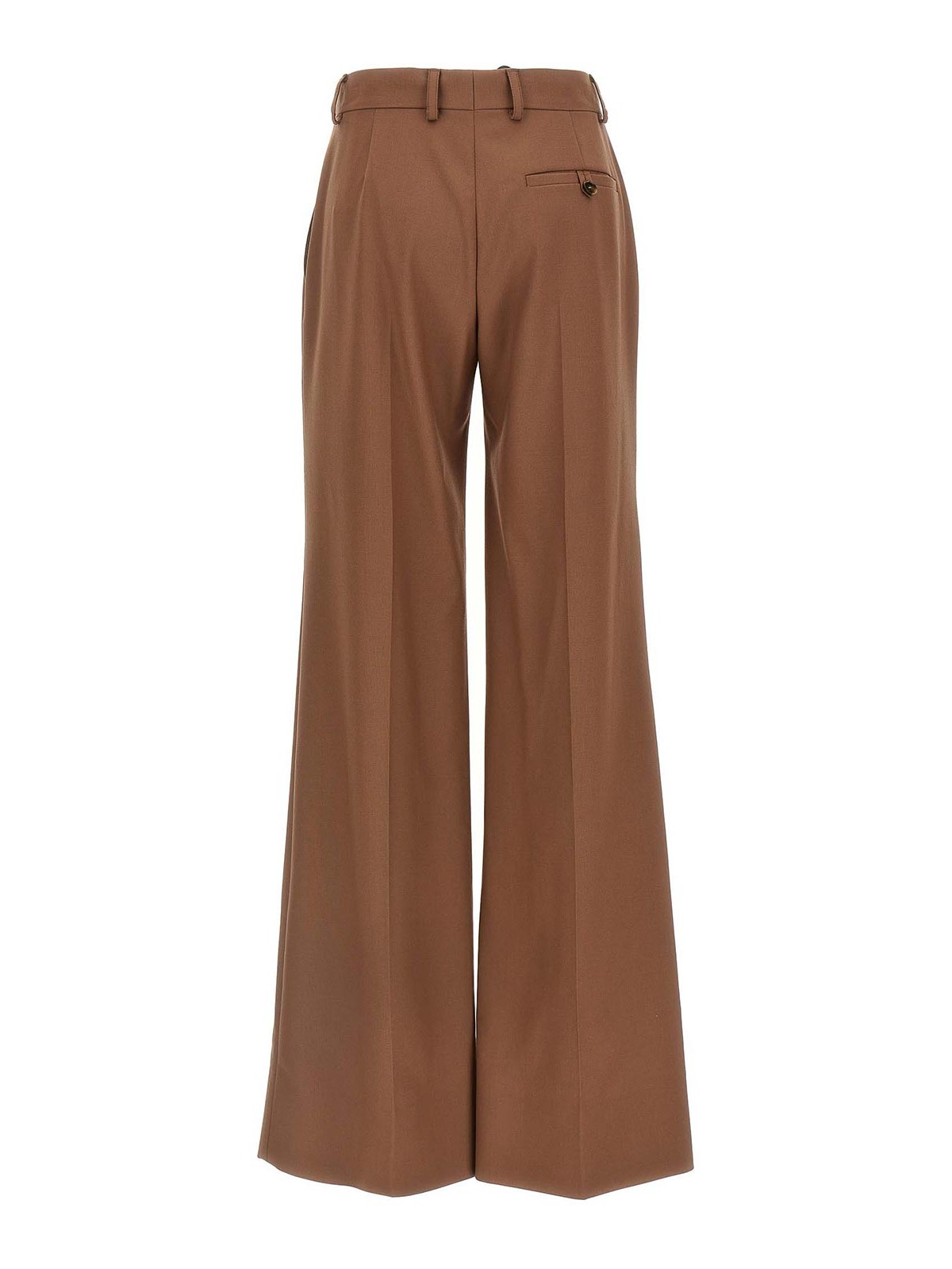 Stella Mccartney Wool Trousers With Wide Leg And Front Crease In Brown