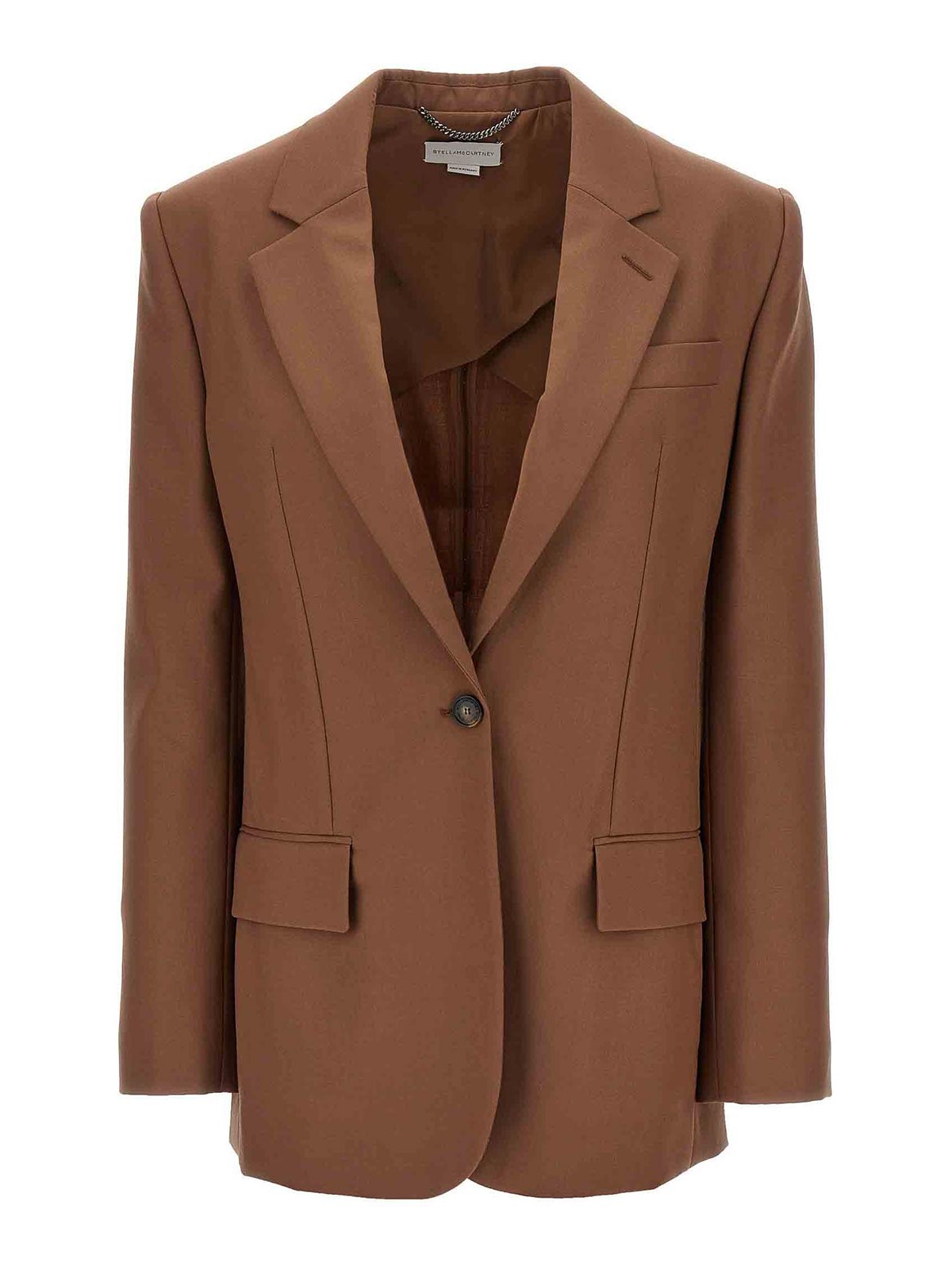Stella Mccartney Single-breasted Wool Blazer In Brown
