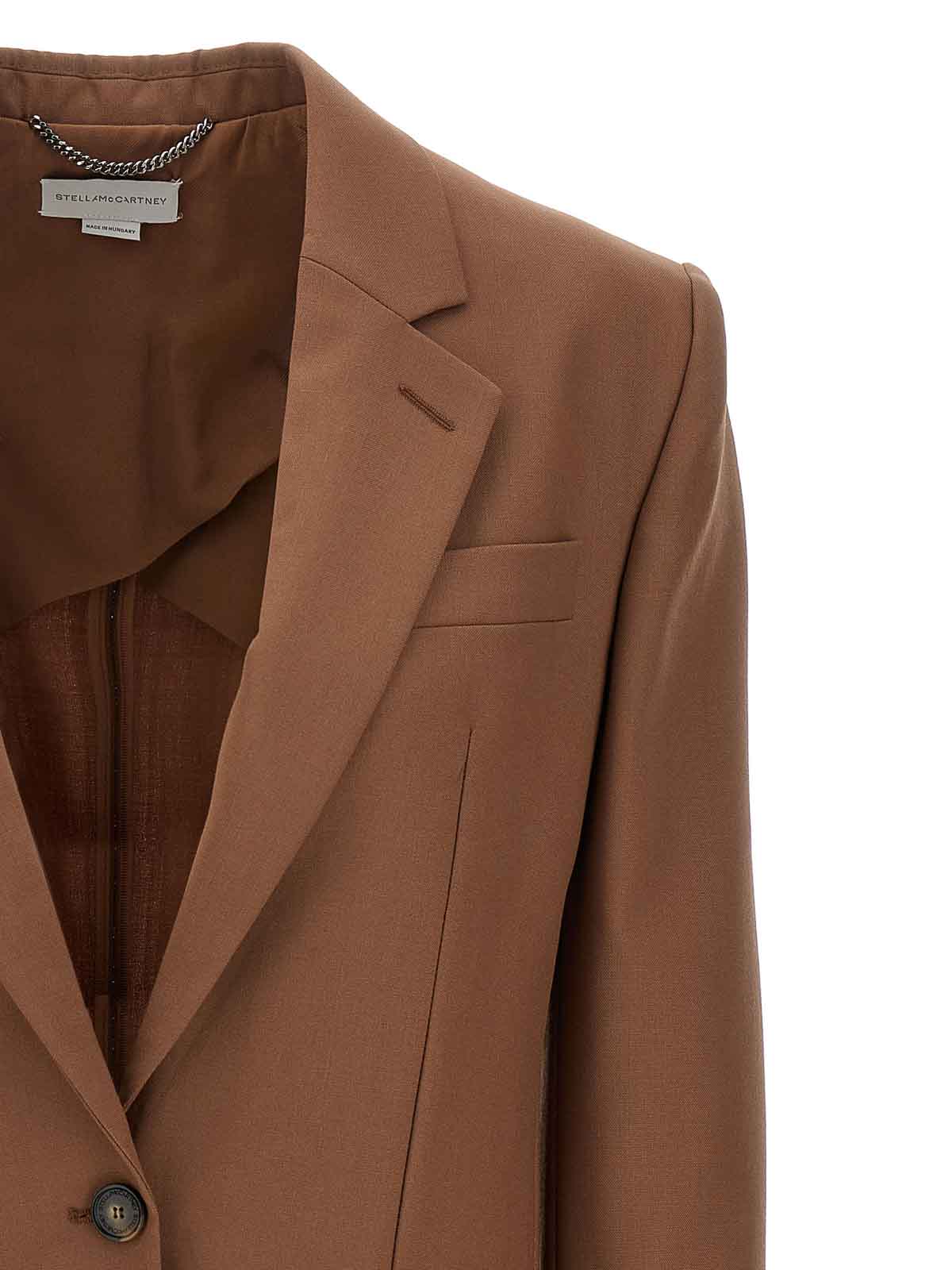 Stella Mccartney Single-breasted Wool Blazer In Brown
