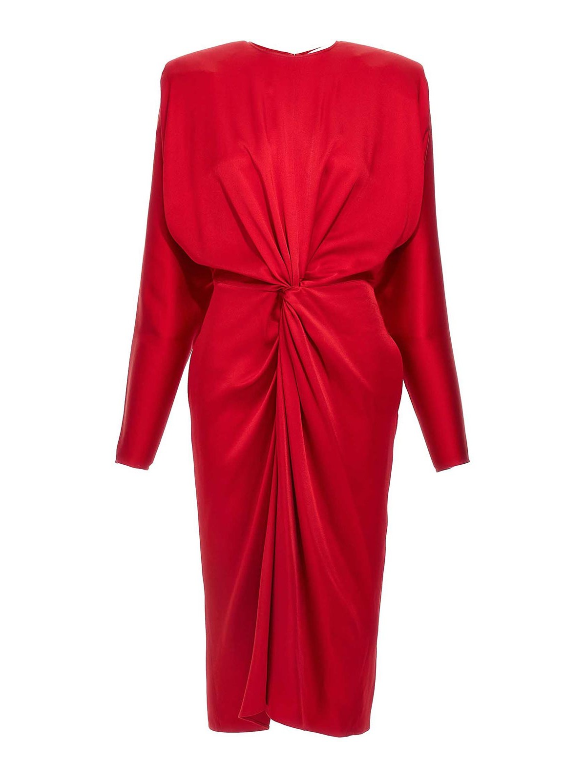 Stella Mccartney Satin Twist Midi Dress In Red